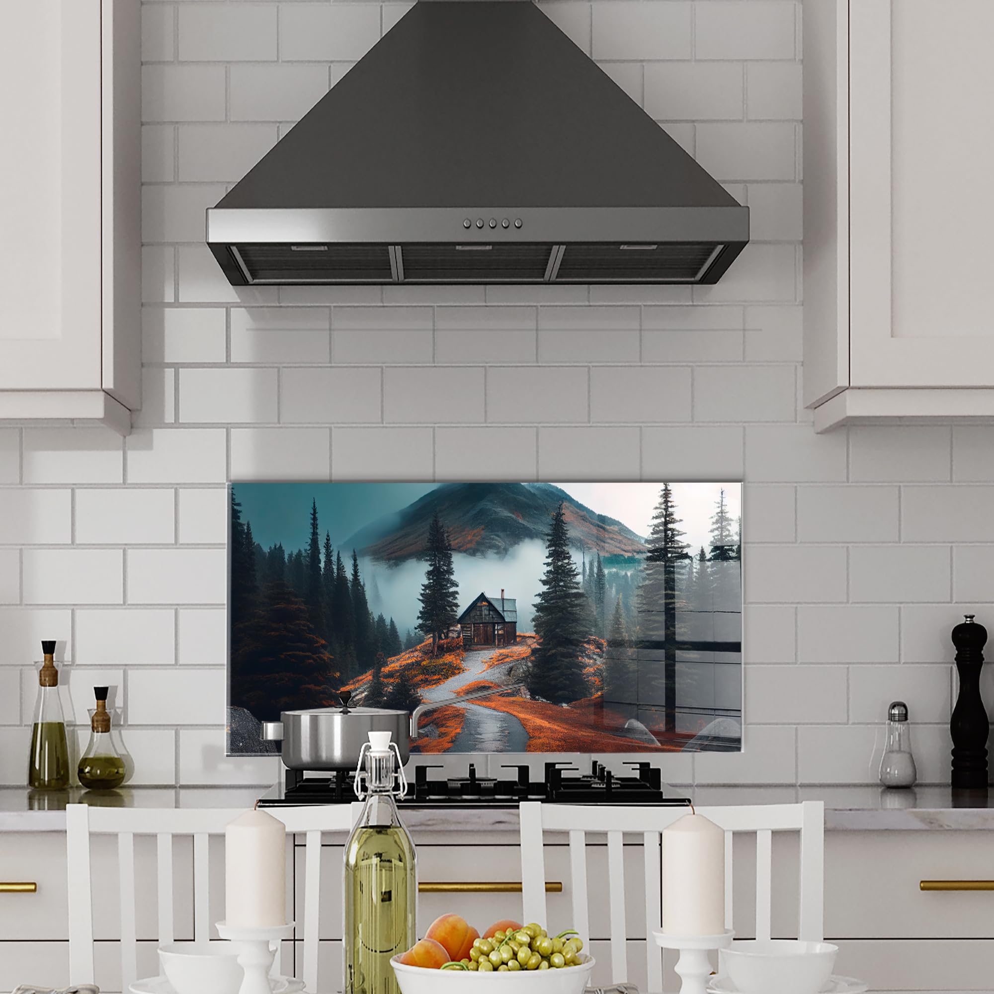 Premium Tempered Glass Kitchen Backsplash - 36x30 Inches (91x76cm) Heat-Resistant Stove Splash Guard & Decorative Wall Tile for Modern Home Kitchens - Perfect for Cooking, Baking & Easy Cleaning