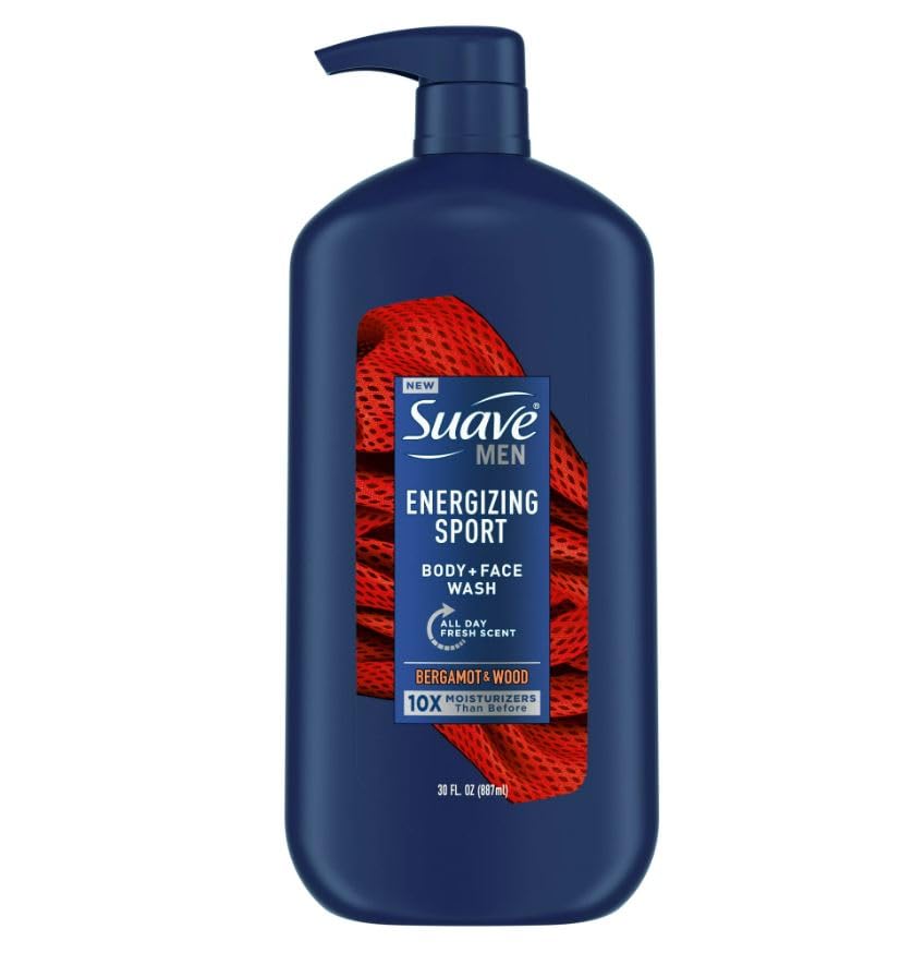 Men's Energizing Sport Face & Body Wash - 30 oz for All Skin Types | Post-Workout, Gym & Daily Shower Cleanser
