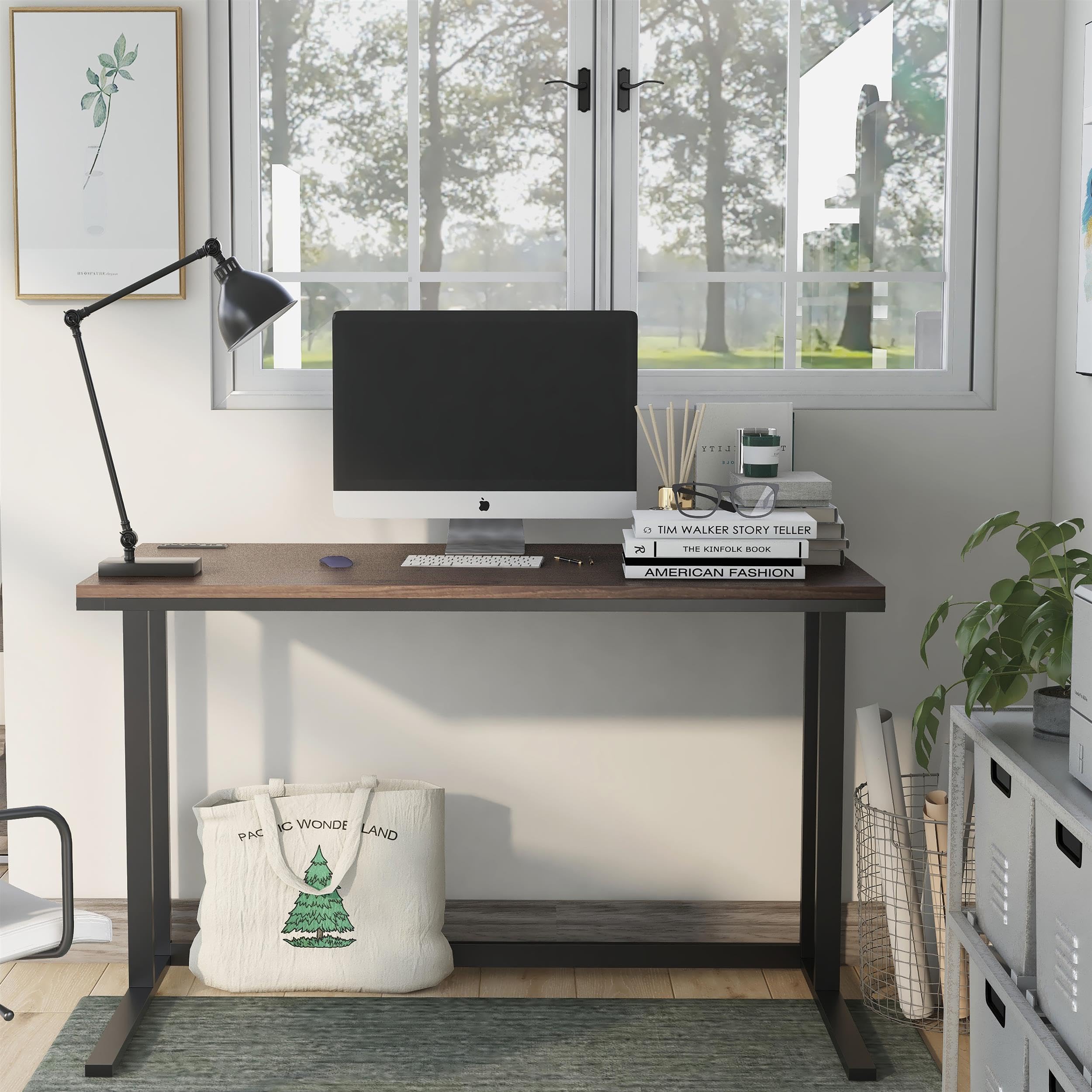 Furniture of America Nillaine Black Wood Writing Desk with USB Port - Perfect for Home Office, Study Room & Small Spaces