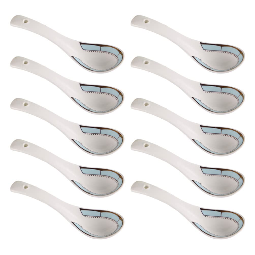 10 Pcs Ceramic Small Spoons - Elegant Kitchen Flatware Set for Soup, Rice & Desserts - Perfect for Home Dining, Restaurants & Gift Giving