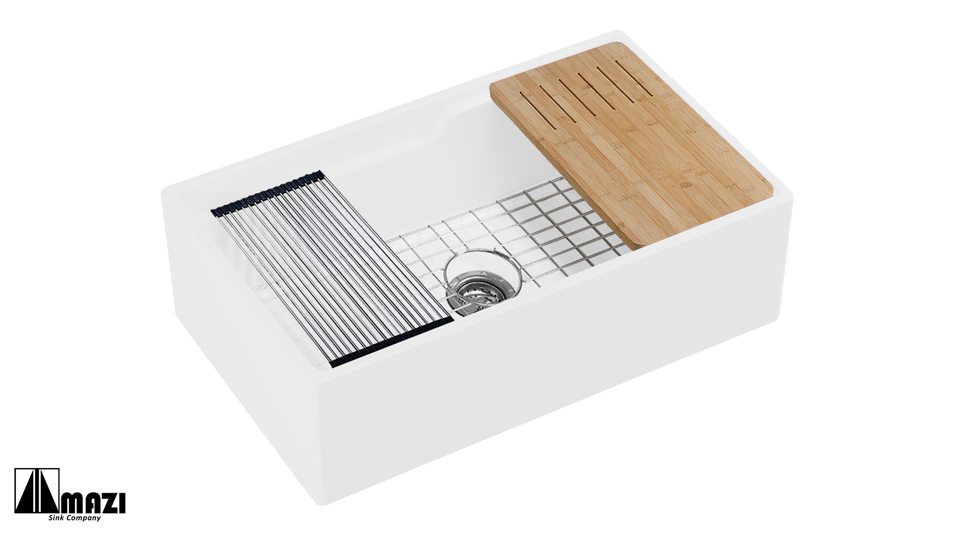 Premium Ceramic Farmhouse Sink BL3320S with Drainboard - Durable Kitchen Workstation Sink for Modern Farmhouse & Rustic Style Homes - Perfect for Meal Prep, Washing Dishes & Large Cookware