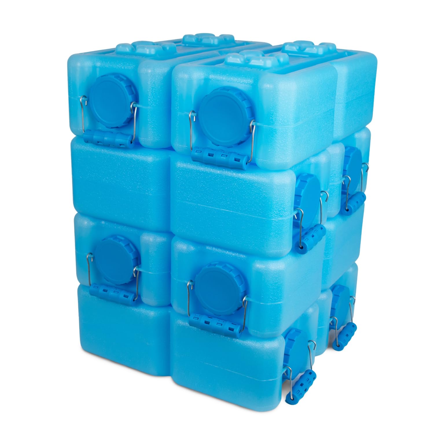 Emergency Water Storage Containers - 8-Pack Stackable 3.5 Gallon BPA-Free Food Grade HDPE Plastic Water Jugs | Portable Water Containers for Camping, Hurricane Preparedness & Home Emergency Kits | STD Blue