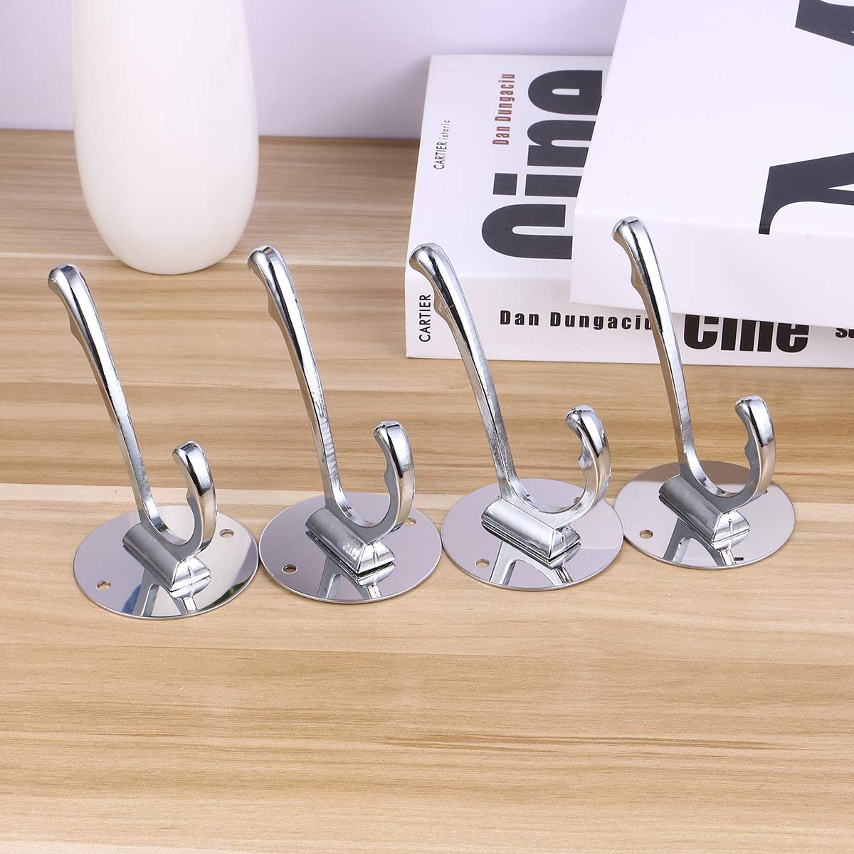 4-Pack Stainless Steel Wall Hooks - Heavy Duty Metal Hooks for Home Organization, Kitchen, Bathroom & Entryway - Rustproof Wall Mount Hangers for Coats, Towels, Bags & Decor