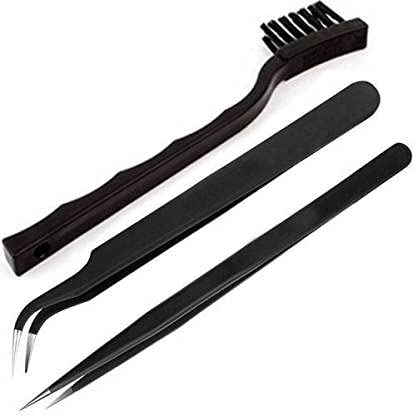 Global Statclean Systems ESD Cleaning Brush - Anti Static Brush with ESD Tweezer for Electronics, PC Motherboards, Fans & Keyboards - Perfect for Computer Repair, Office Cleaning & Electronic Maintenance