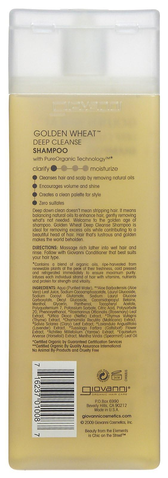 Giovanni Golden Wheat Deep Cleanse Shampoo - 8.5 oz | Sulfate-Free Clarifying Shampoo for All Hair Types | Perfect for Detox & Scalp Refresh