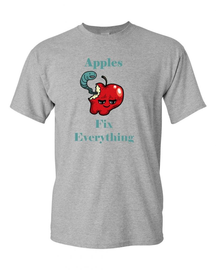 Funny Apples Fix Everything Adult T-Shirt - Humorous Graphic Tee for Casual Wear & Gifts