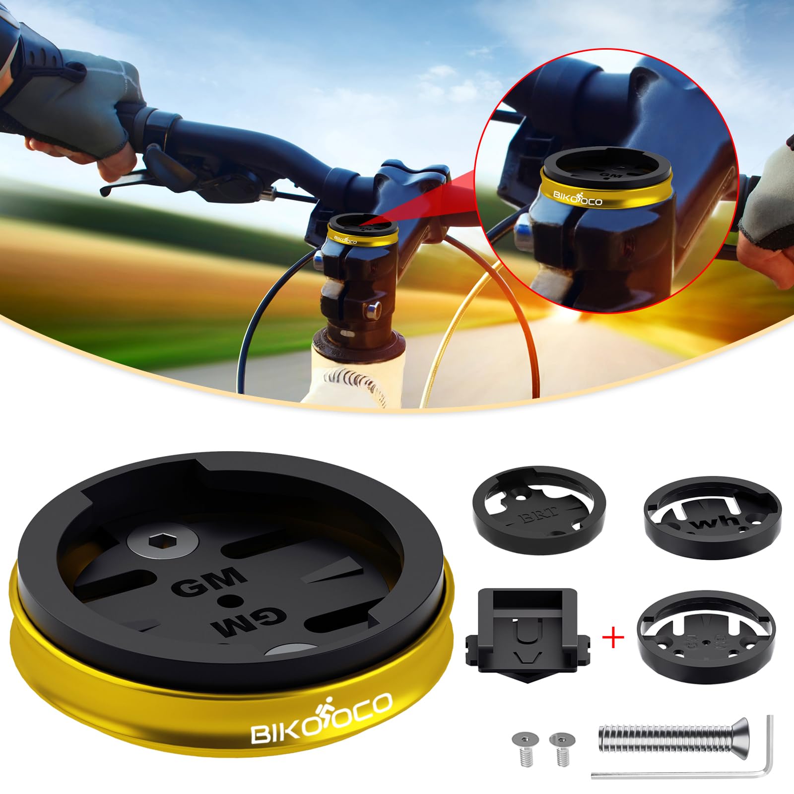 Premium Aluminum Alloy Bike Stem Top Cap Mount - Universal Holder for Garmin Edge (25/200/130/500/510/520/800/810/820/1000/1030), Wahoo Elemnt, Bryton & Cateye Cycling GPS Computers - Perfect for Road Biking, Mountain Trails & Cycling Adventures