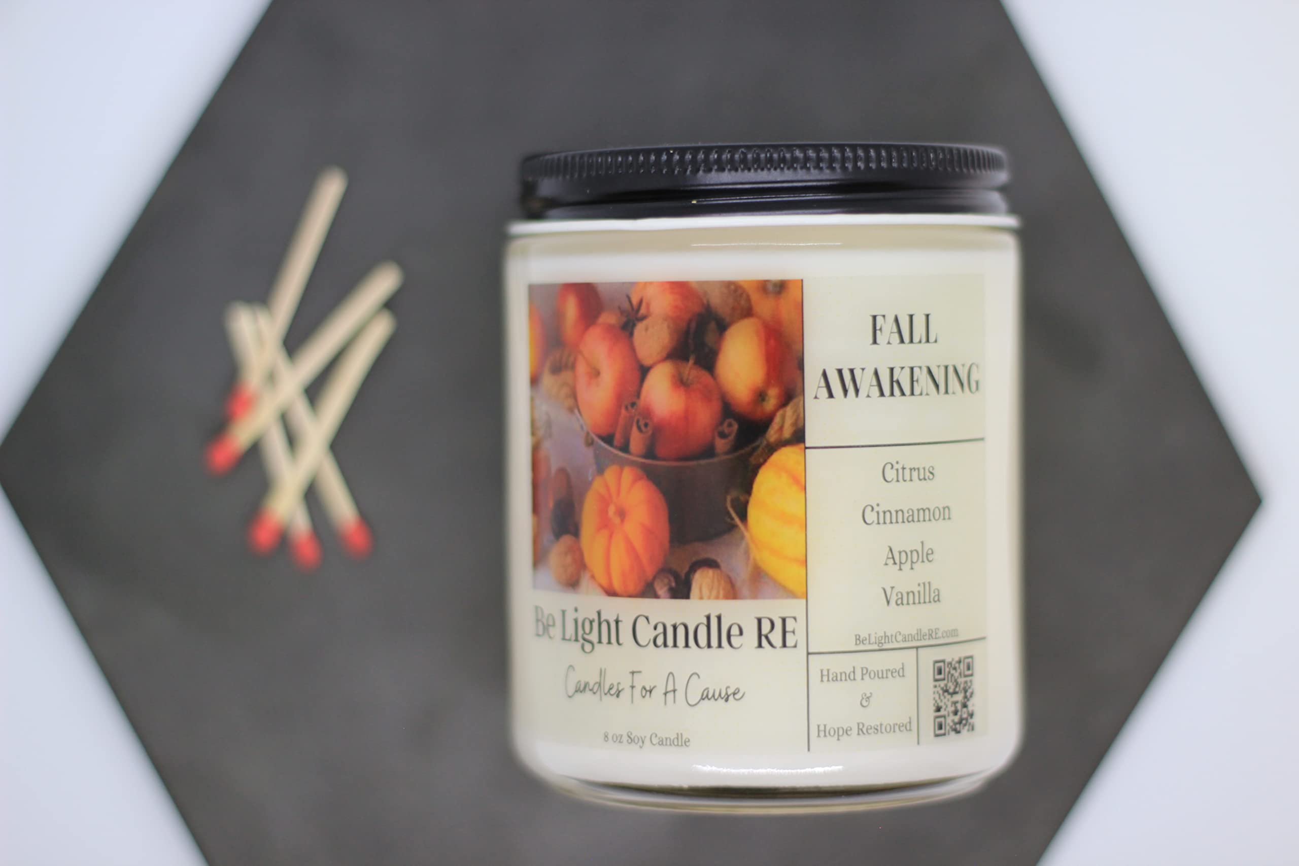 Non-Toxic 8oz Soy Candles - Fall Awakening Scented Candles for Home | Long-Lasting, Purpose-Driven & Gift-Ready | Perfect for Relaxation, Aromatherapy & Cozy Fall Evenings | Be Light Candle RE