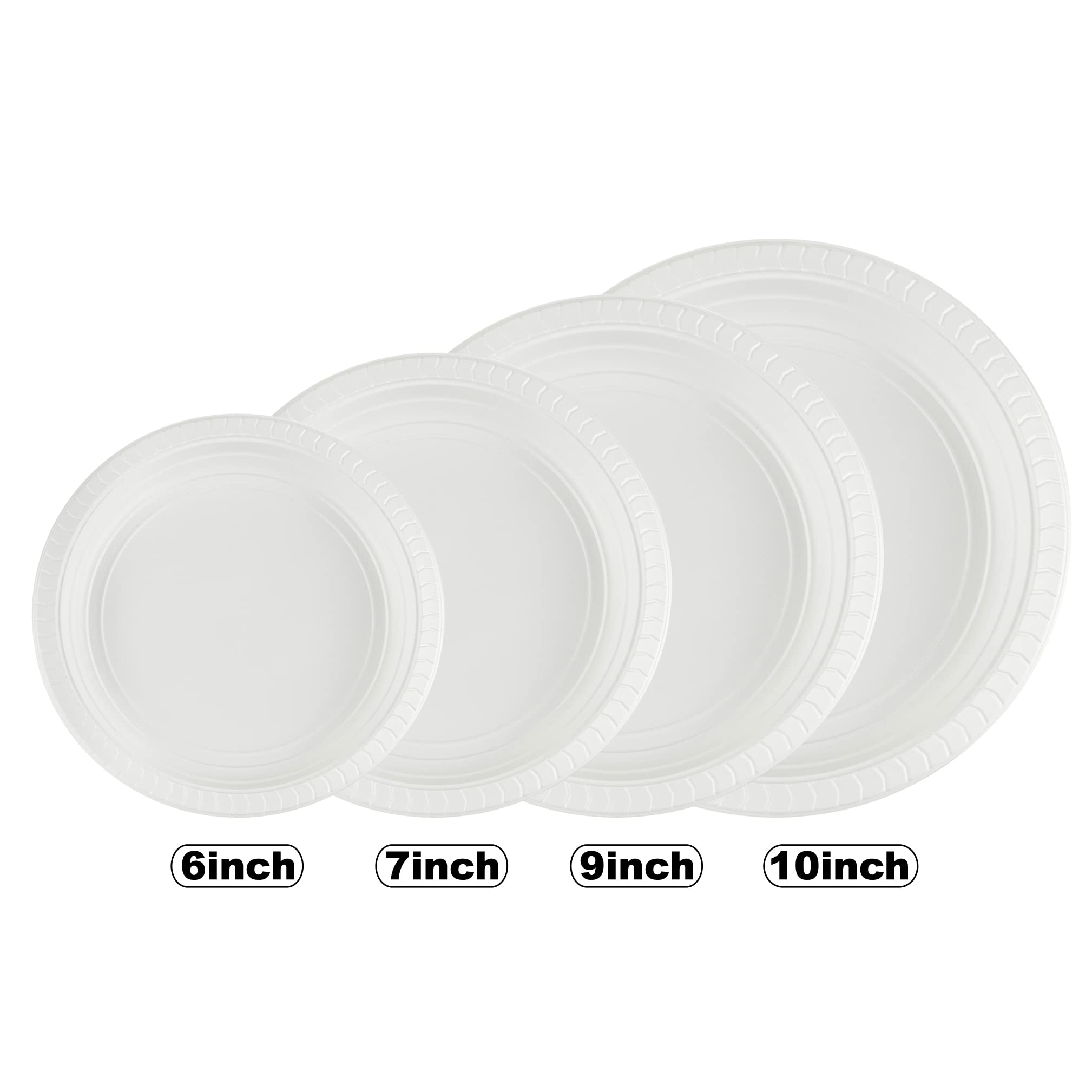Blue Sky 7 Inch White Plastic Plates - 400 Count Disposable Dinner Plates | Microwave Safe & Durable | Perfect for Parties, Weddings, BBQs, Picnics & Family Gatherings | Ideal for Birthday Celebrations, Catering Events & Outdoor Dining