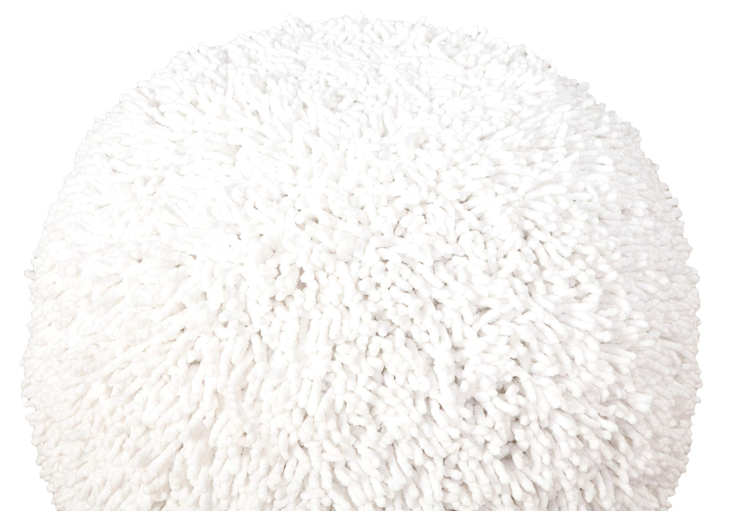 LR Home Evette Rios Cream Solid Cotton Round Ottoman Pouf - Handmade Foot Rest & Decorative Accent for Bedroom, Living Room - 20
