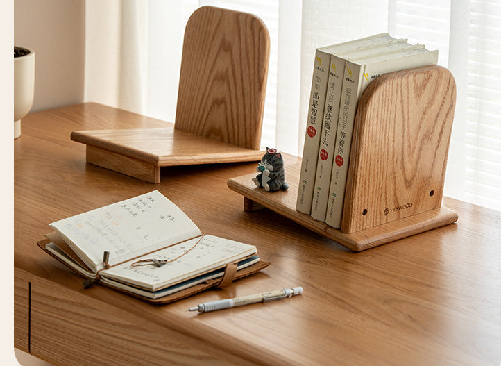 Oak Solid Wood Modern Desktop Small Bookshelf - Stylish Home Office Organizer for Books, Decor & Essentials | Perfect for Workspaces, Dorm Rooms & Living Areas