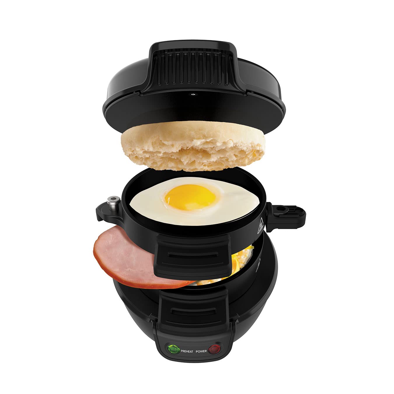Drew & Cole Electric Sandwich Maker - Non-Stick Grilled Breakfast Sandwich Press with Easy Clean Plates for Quick Meals & Snacks - Perfect for Home, Office & Camping Use - Black