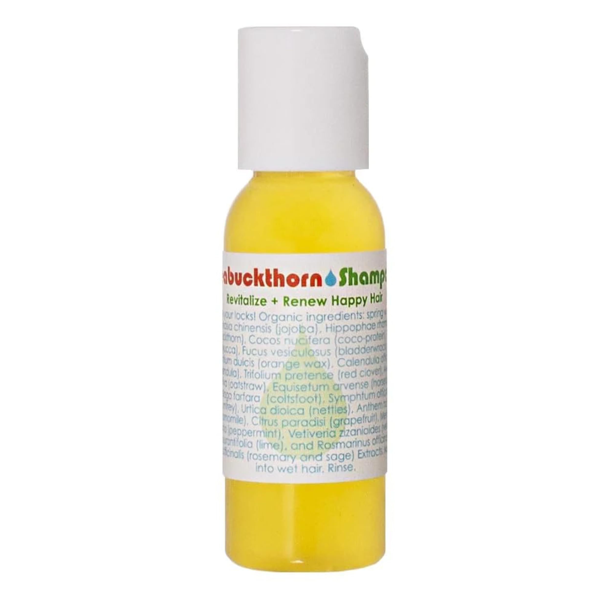 Organic Seabuckthorn Shampoo by LIVING LIBATIONS - Natural Wildcrafted Hair Care for Dry & Damaged Hair (1 fl oz | 30 ml) - Vegan, Sulfate-Free Shampoo for Daily Use & Scalp Nourishment