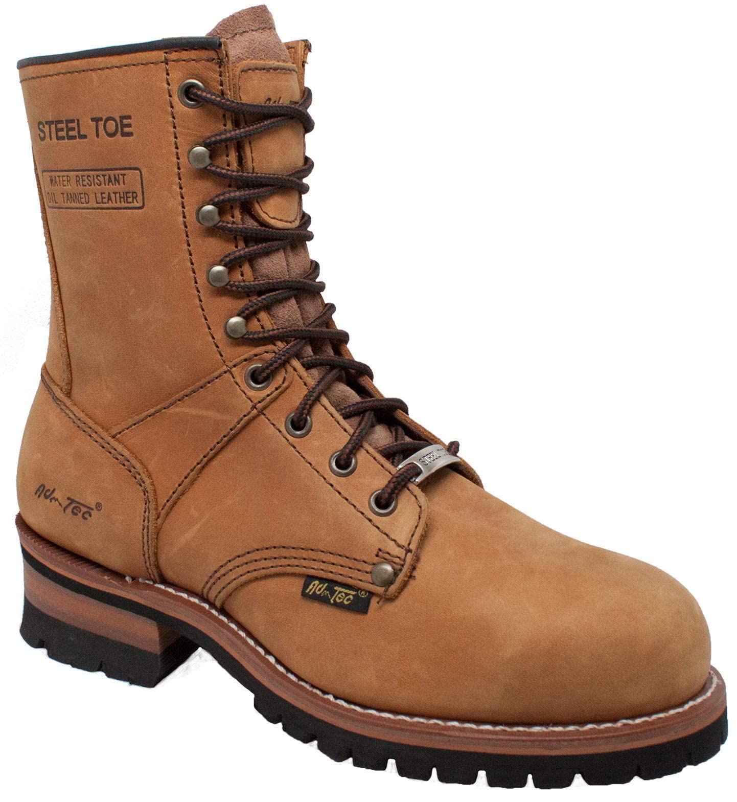 Ad Tec Men's 9-Inch Super Logger Steel Toe Leather Work Boots - Oil & Slip Resistant Lug Sole - Heavy Duty Construction for Construction, Logging & Outdoor Work