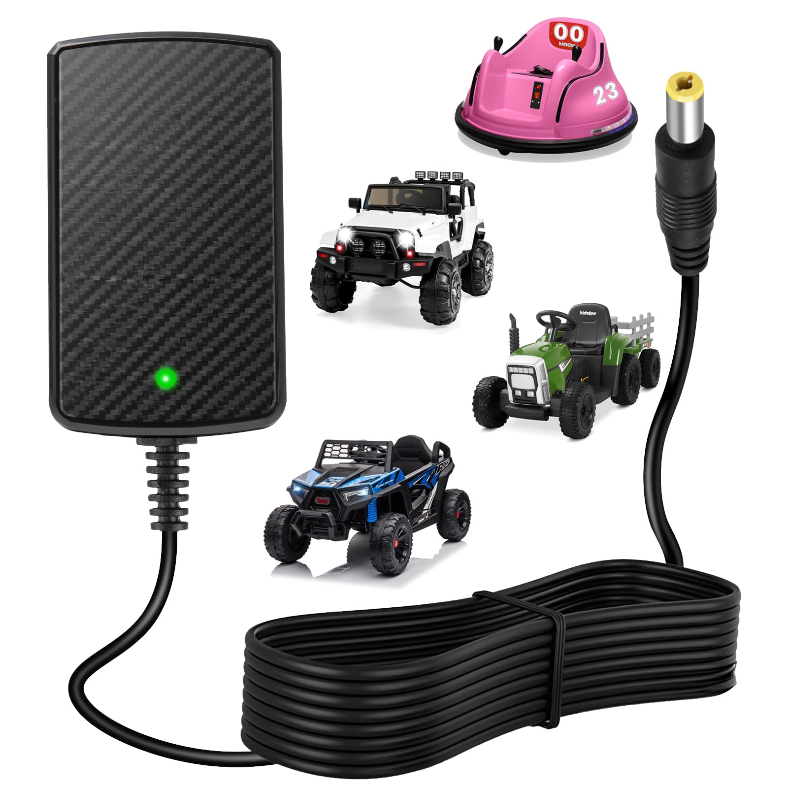 12V Kids Ride On Toy Car Battery Charger - 12 Volt Charger for Wrangler, SUV, Jeep, ATV, Mercedes, Lamborghini, Quad, Kidzone, Bumper & Disney Toy Cars - Perfect for Outdoor Playtime and Indoor Charging