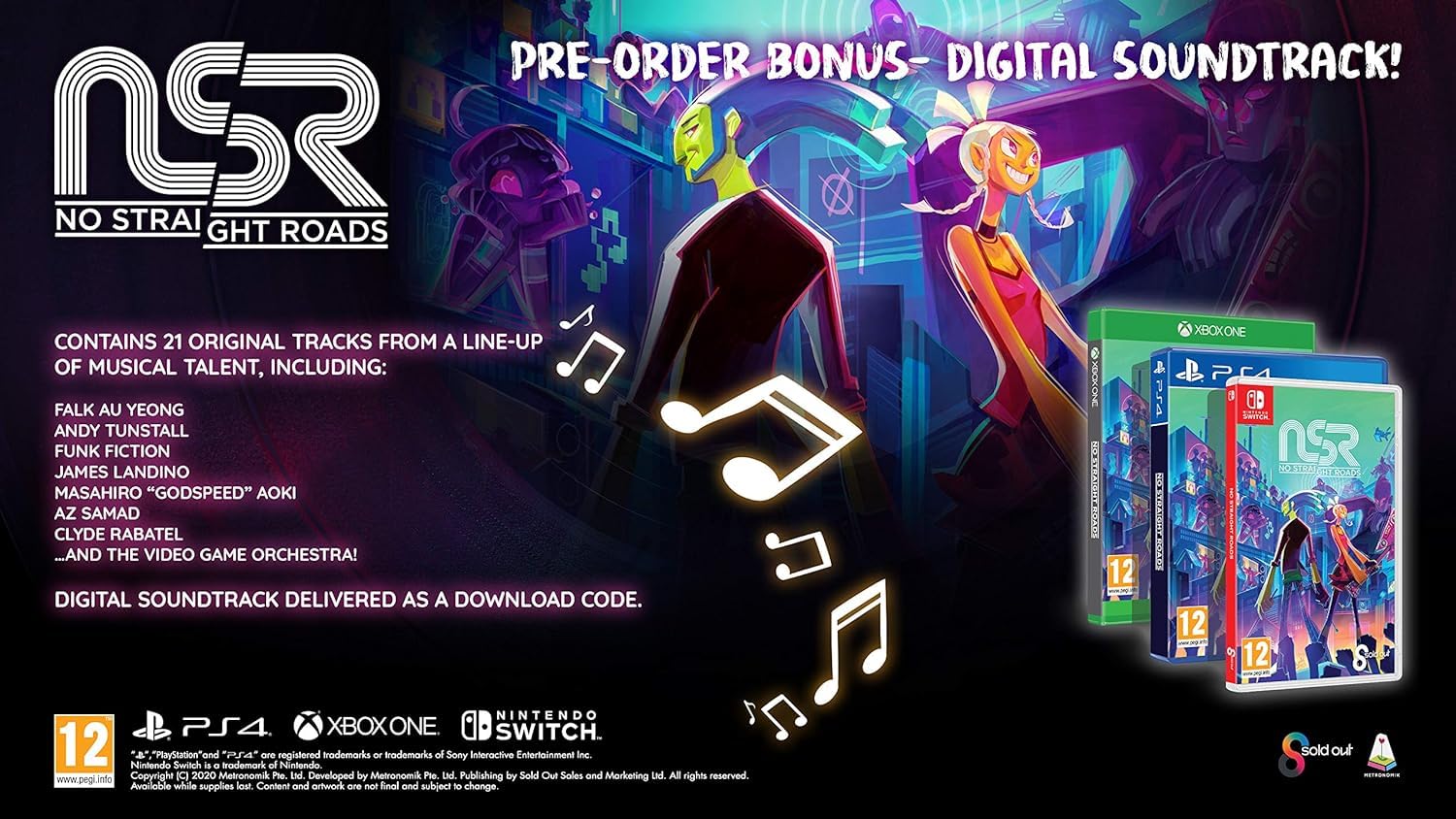 No Straight Roads (PS4) - Action-Adventure Rhythm Game | Explore Vinyl City & Battle Evil Empire | Perfect for Music & Gaming Enthusiasts