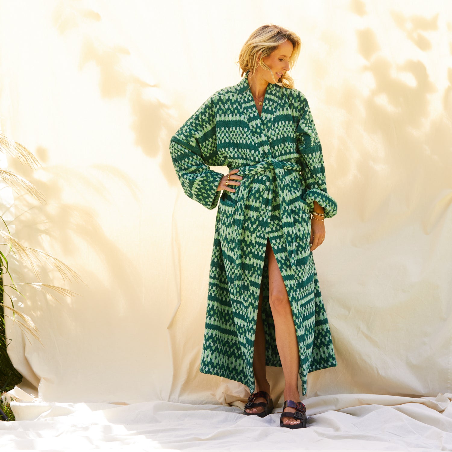 Arlette Soft and Cozy Towelling Robe for Women - Forest Green - Perfect for Spa, Bath, and Lounging at Home