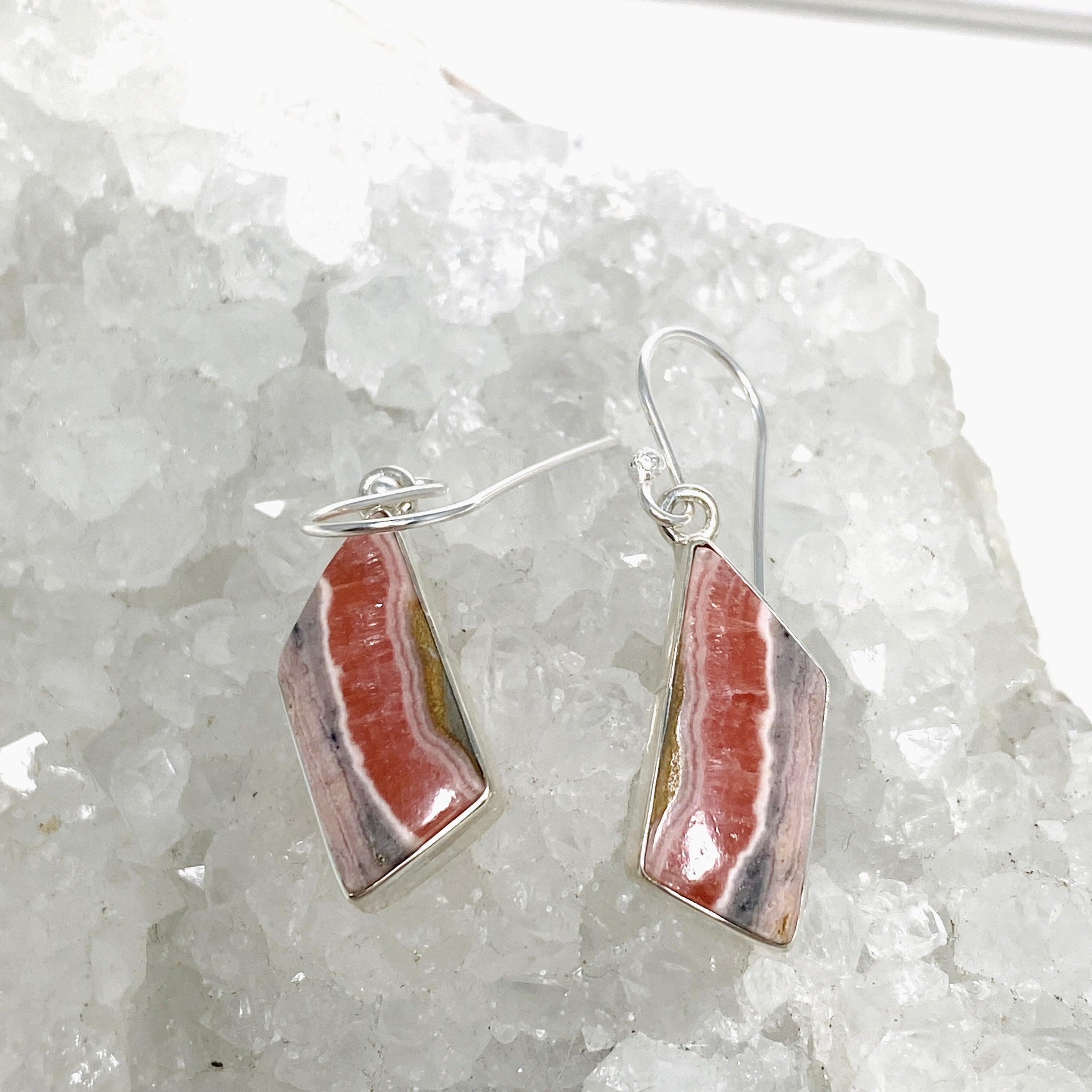 Natural Rhodochrosite Freeform Dangle Earrings for Women - Handmade Gemstone Jewelry Gift - Perfect for Boho Style & Special Occasions