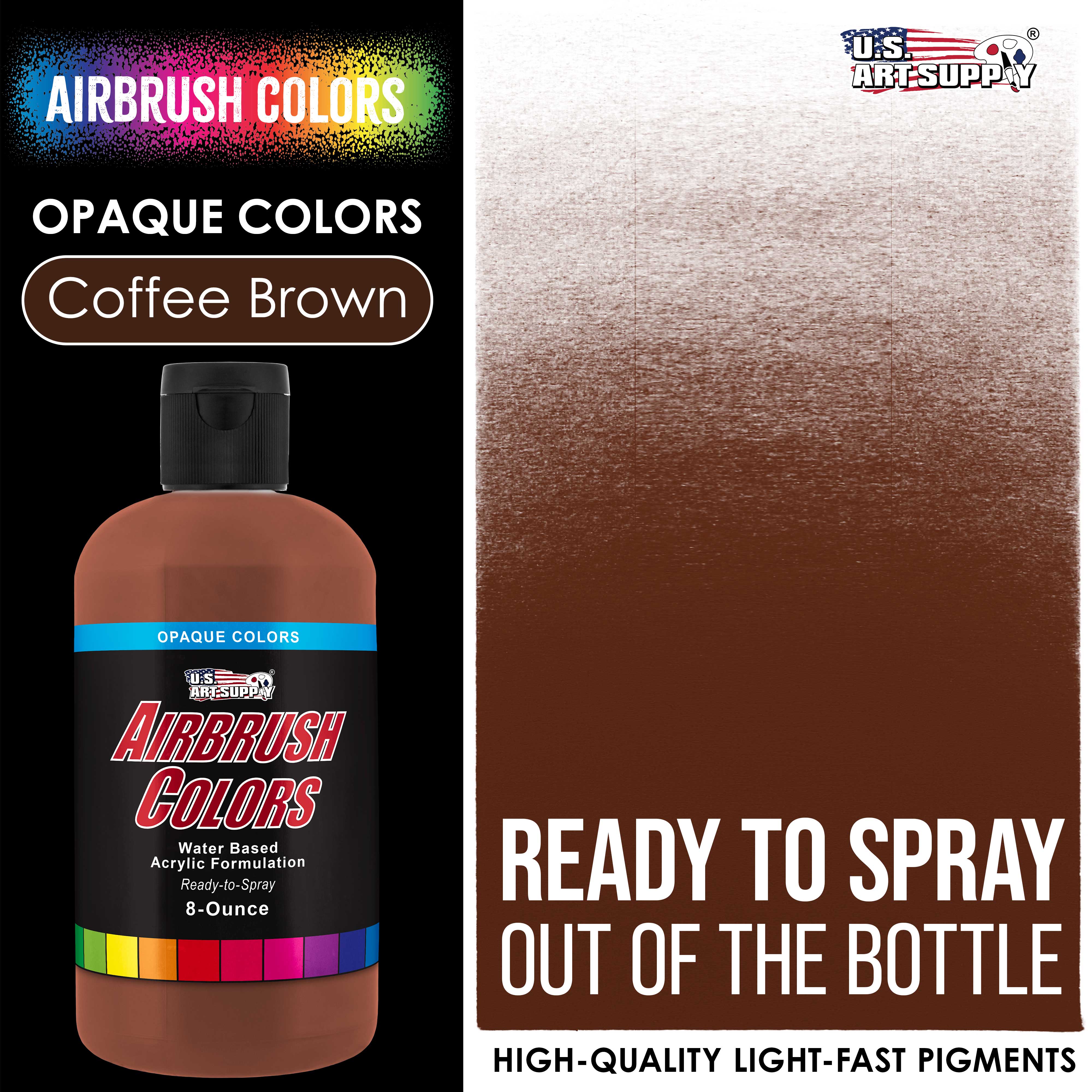 Premium Coffee Brown Opaque Acrylic Airbrush Paint - 8 oz Bottle for Professional Art, DIY Crafts & Model Painting - Ideal for Canvas, Automotive & Hobby Projects