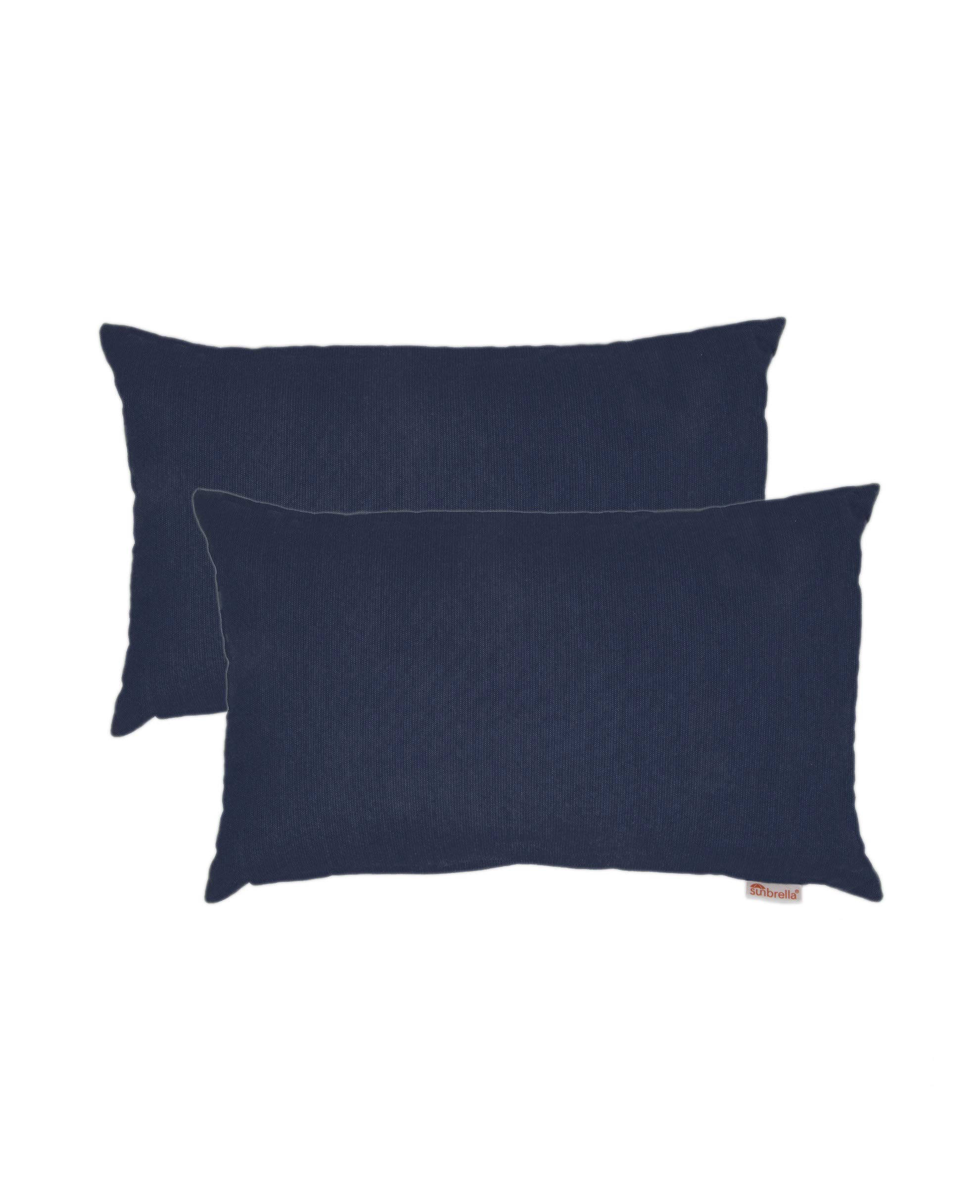 Sunbrella Spectrum Water-Resistant Pillow Cover Set of 2 - 13x20 Inch Rectangle Decorative Cushion Covers for Sofa, Bed, Patio - Indoor & Outdoor Durable Throw Pillow Cases in Indigo Blue (Perfect for Living Room, Bedroom & Outdoor Furniture)