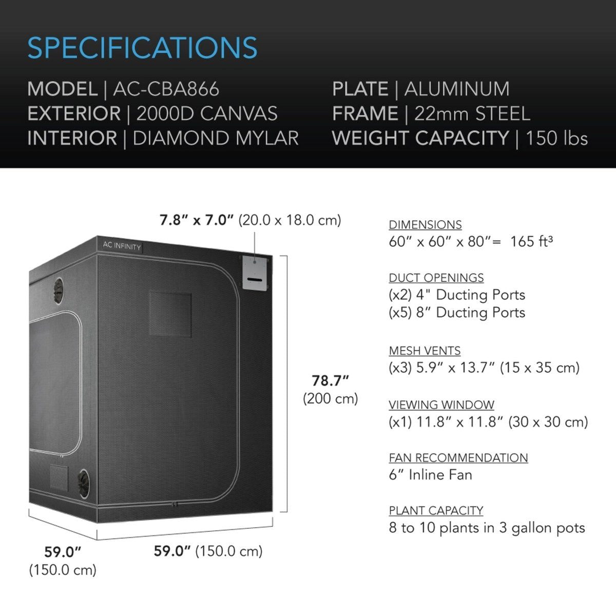 AC Infinity CLOUDLAB 866 Advanced Grow Tent 60