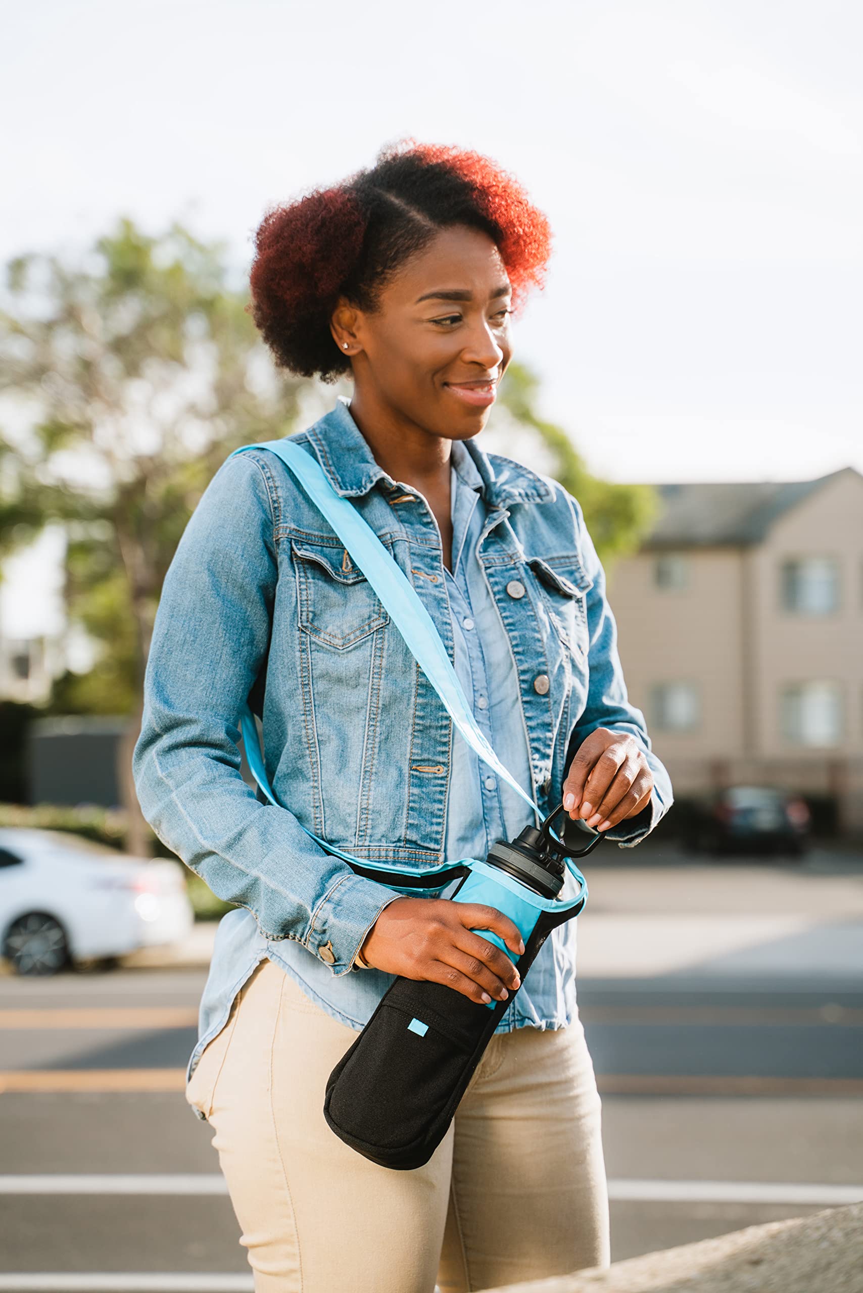 ChicoBag rePETe Recycled Water Bottle Sling with Adjustable Strap | Eco-Friendly Limestone Design | Perfect for Hiking, Gym & Outdoor Adventures