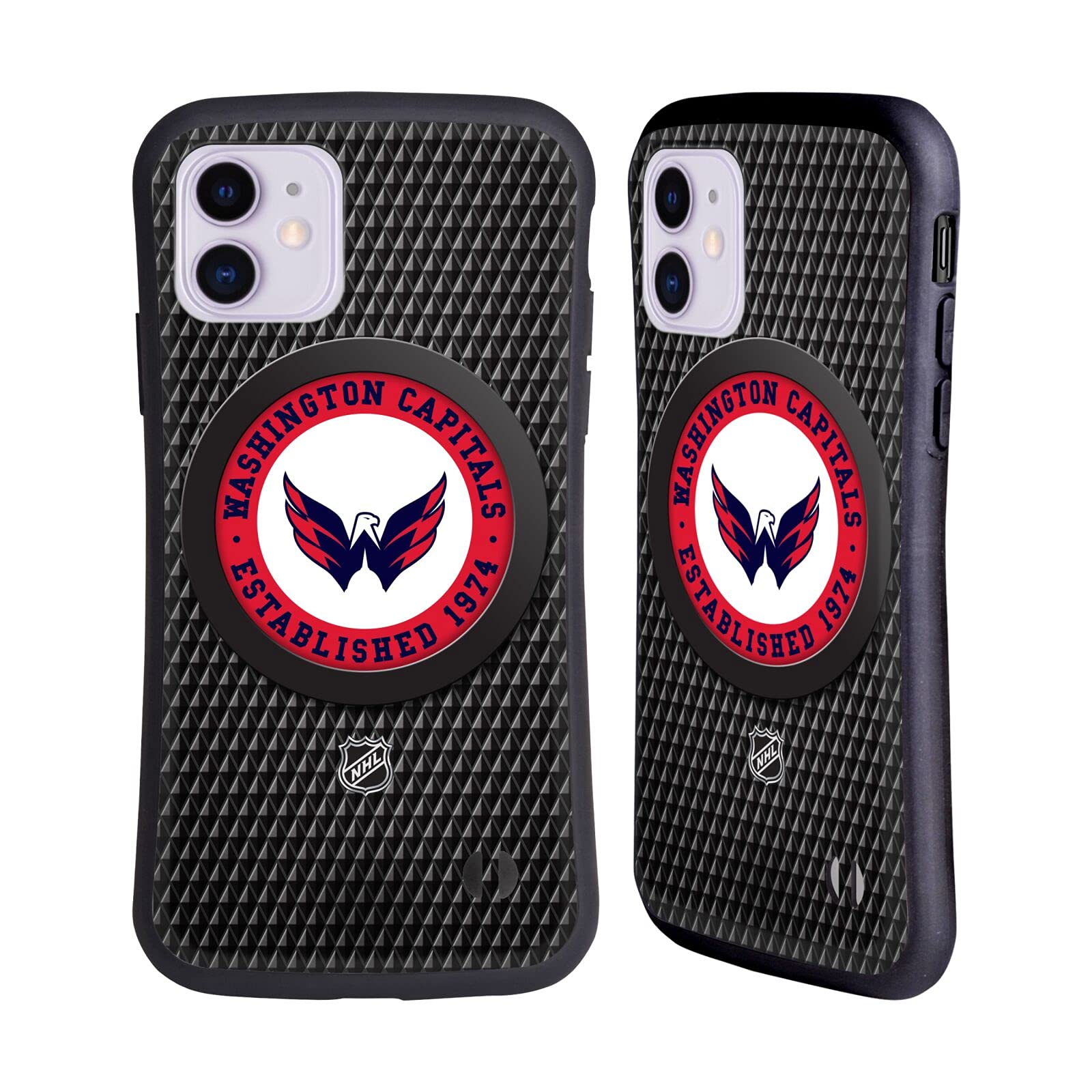 Officially Licensed NHL Washington Capitals Puck Texture Hybrid Case for Apple iPhone 11 - Durable Hockey-Inspired Phone Cover for Fans, Games & Everyday Protection