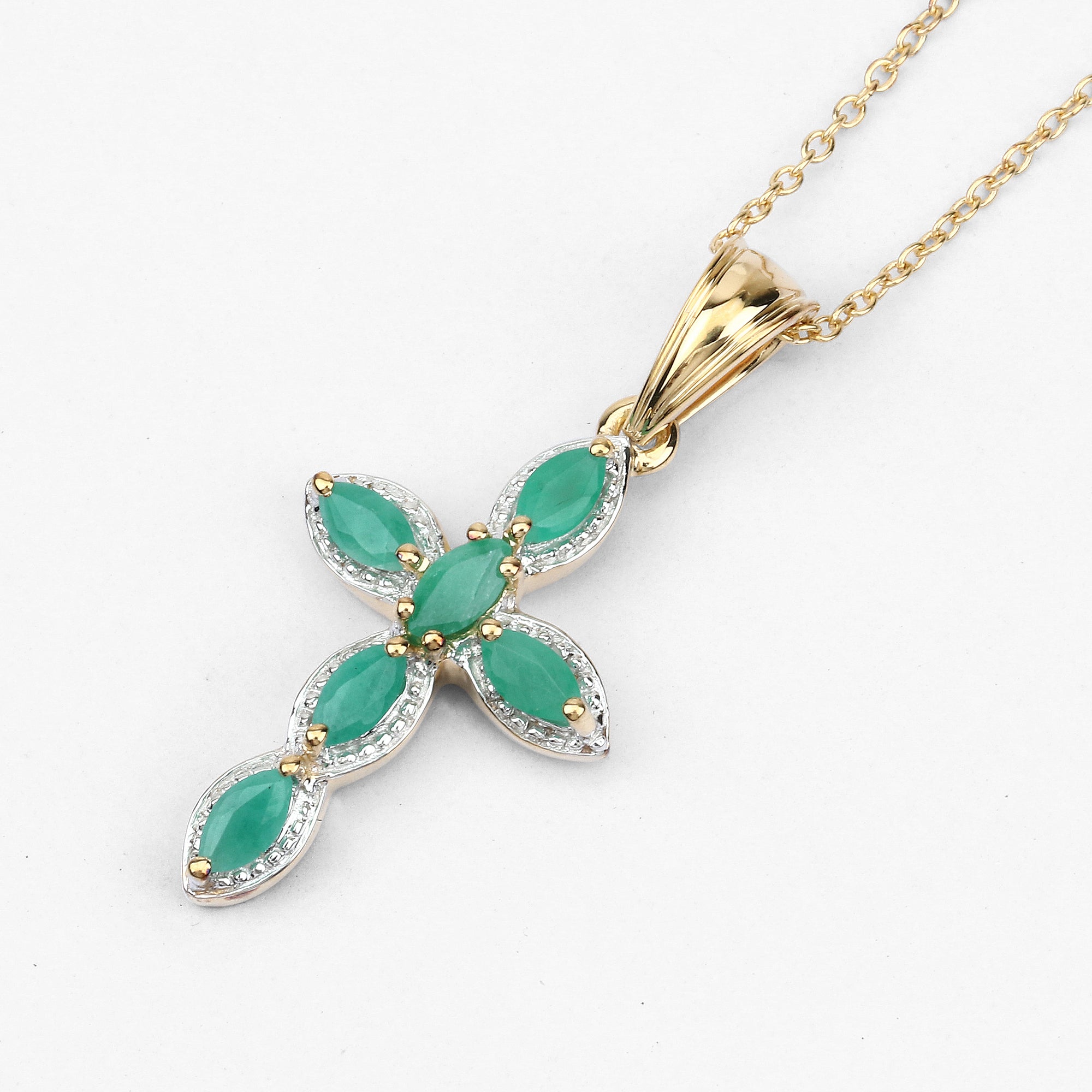 Genuine Emerald Green Cross Necklace - Elegant Pendant Jewelry for Women & Men - Perfect for Gifts, Weddings, Church & Everyday Wear