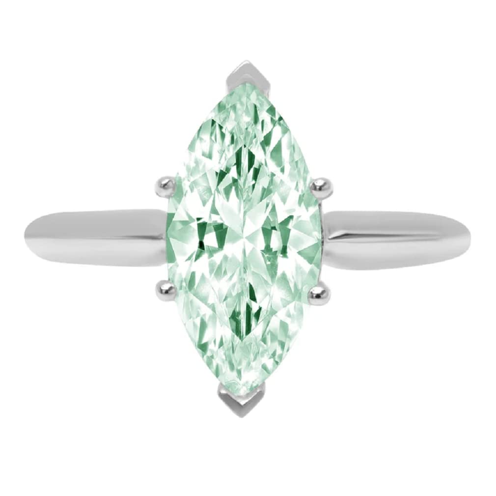 3 CT Marquise Cut Green Moissanite Engagement Ring for Women - Vintage Antique Wedding, Bridal, Anniversary Solitaire Ring in Gold or Silver - Perfect Gift for Her, Proposal, Valentine's Day & Special Occasions
