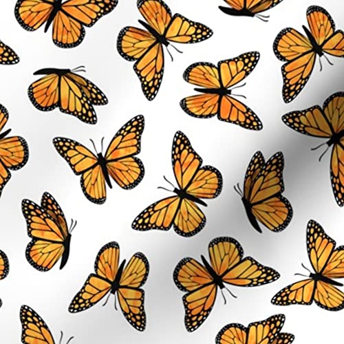 Small Scale Monarch Butterflies Printed Velvet Fabric - Upholstery, Home Decor & Apparel Material - Fat Quarter for DIY Projects, Curtains, Pillows & Clothing