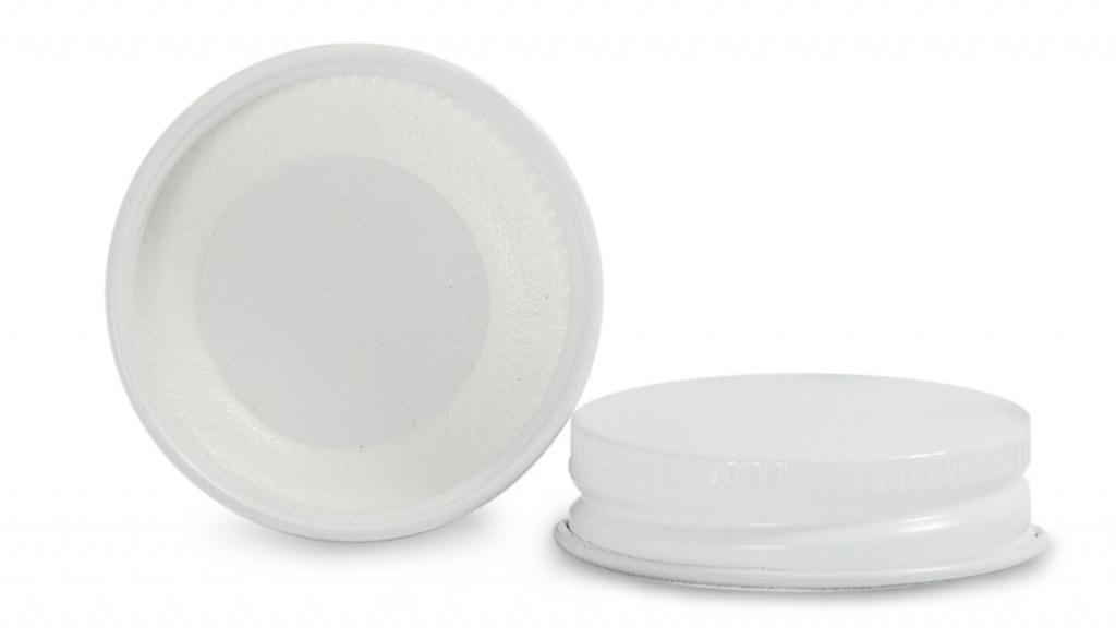CAP-06644 White Metal Cap with Plastisol Liner for 53-400 Neck Finish (Case of 288) | Perfect for Bottling, Food Packaging & Industrial Containers