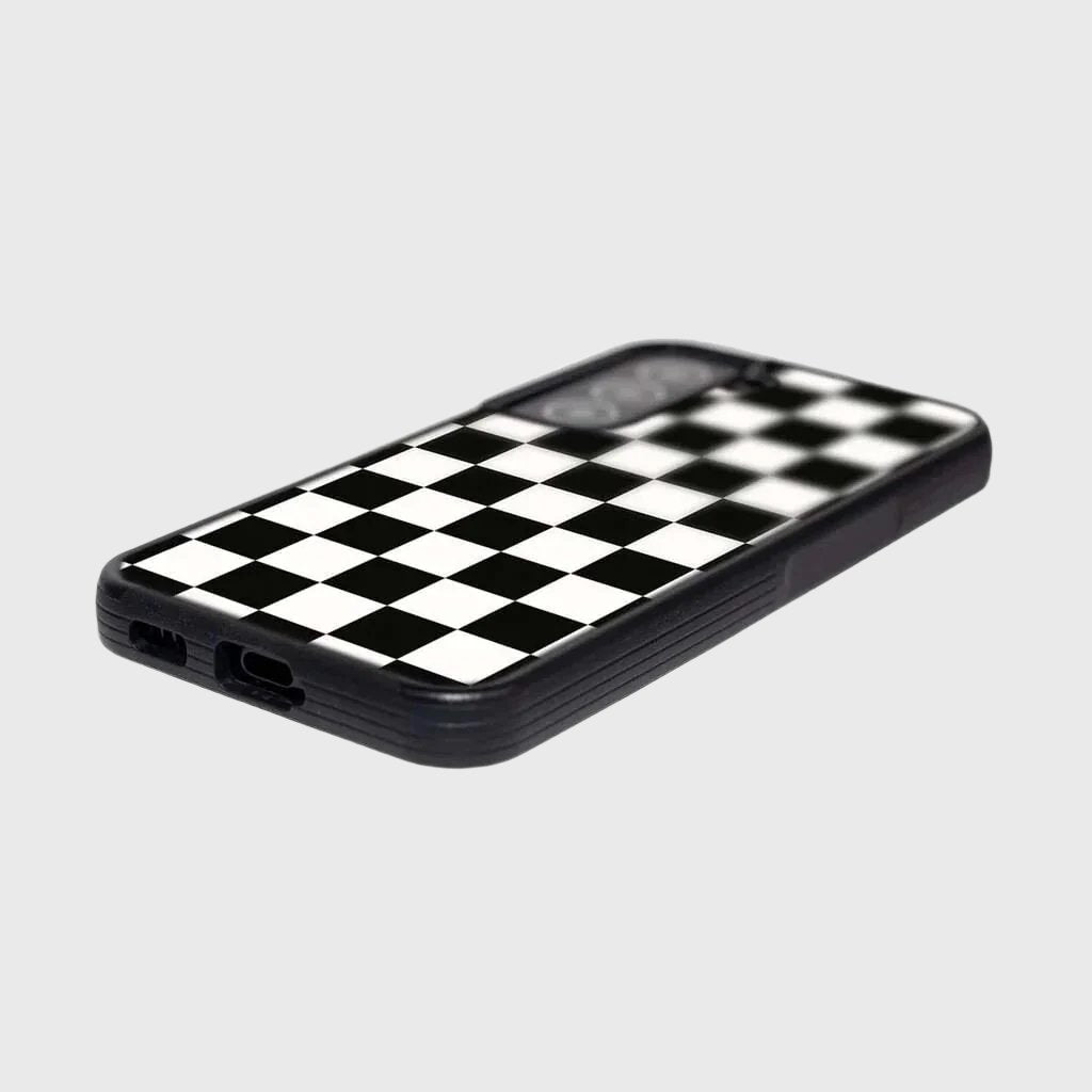 Samsung Galaxy S22 Case - Black Checkerboard Print Slim Protective Cover for Shock Absorption | Perfect for Daily Use, Travel & Outdoor Activities