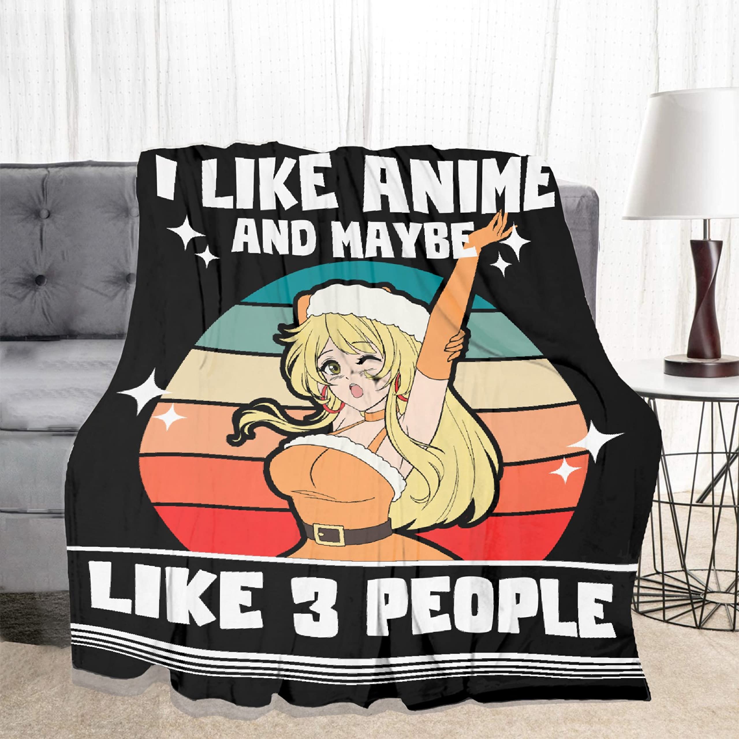 Soft Flannel Anime Throw Blanket - Lightweight XL 120x90 Inch Cozy Quilt for Sofa, Bed, Couch & Car - Perfect Gift for Women & Men - Ideal for Family Movie Nights, Camping & Winter Snuggles