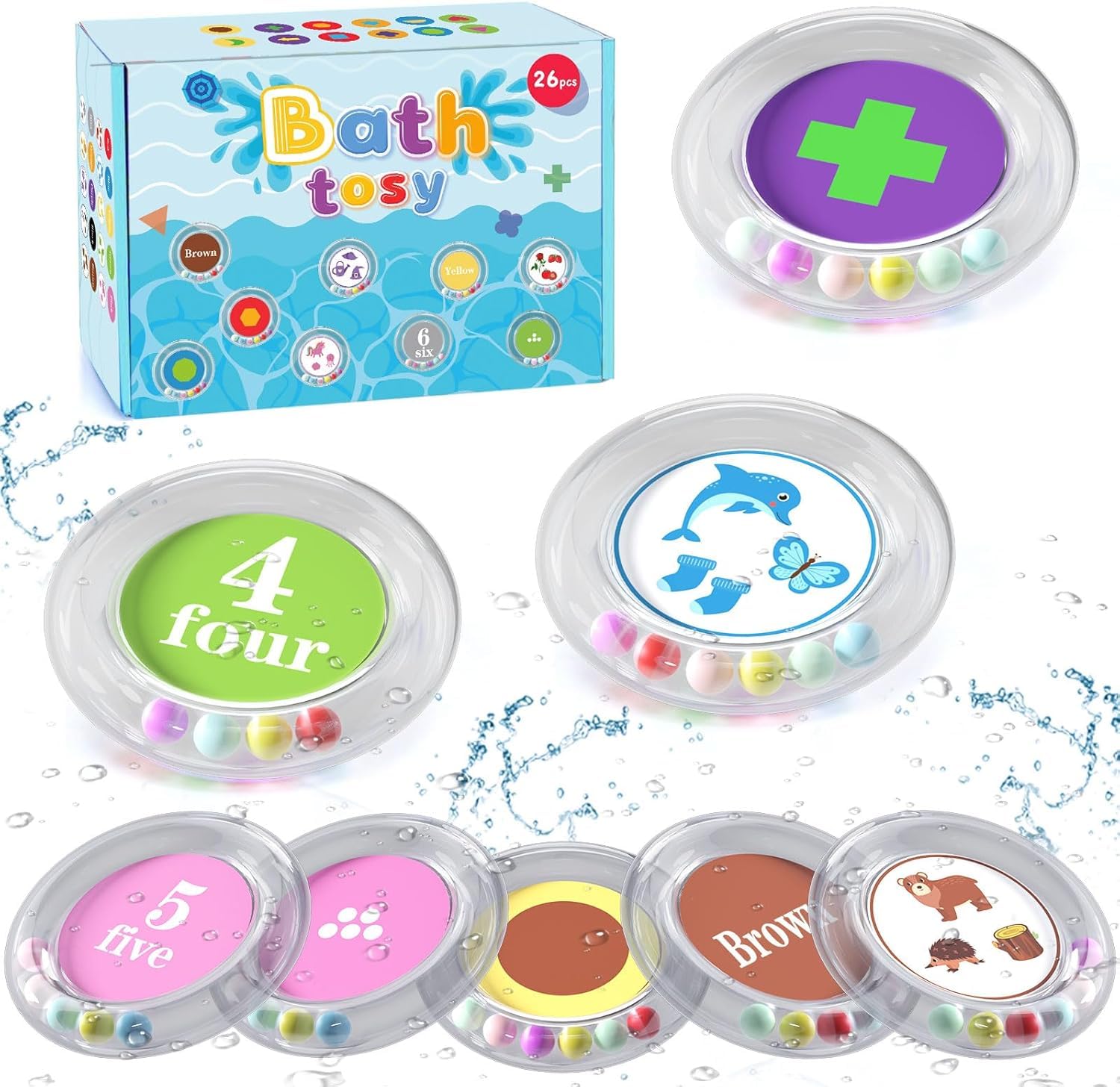 26pcs Floating Bath Letters & Numbers Set - Sensory Learning Toys for Toddlers Age 2-4 | Bathtub & Pool Play