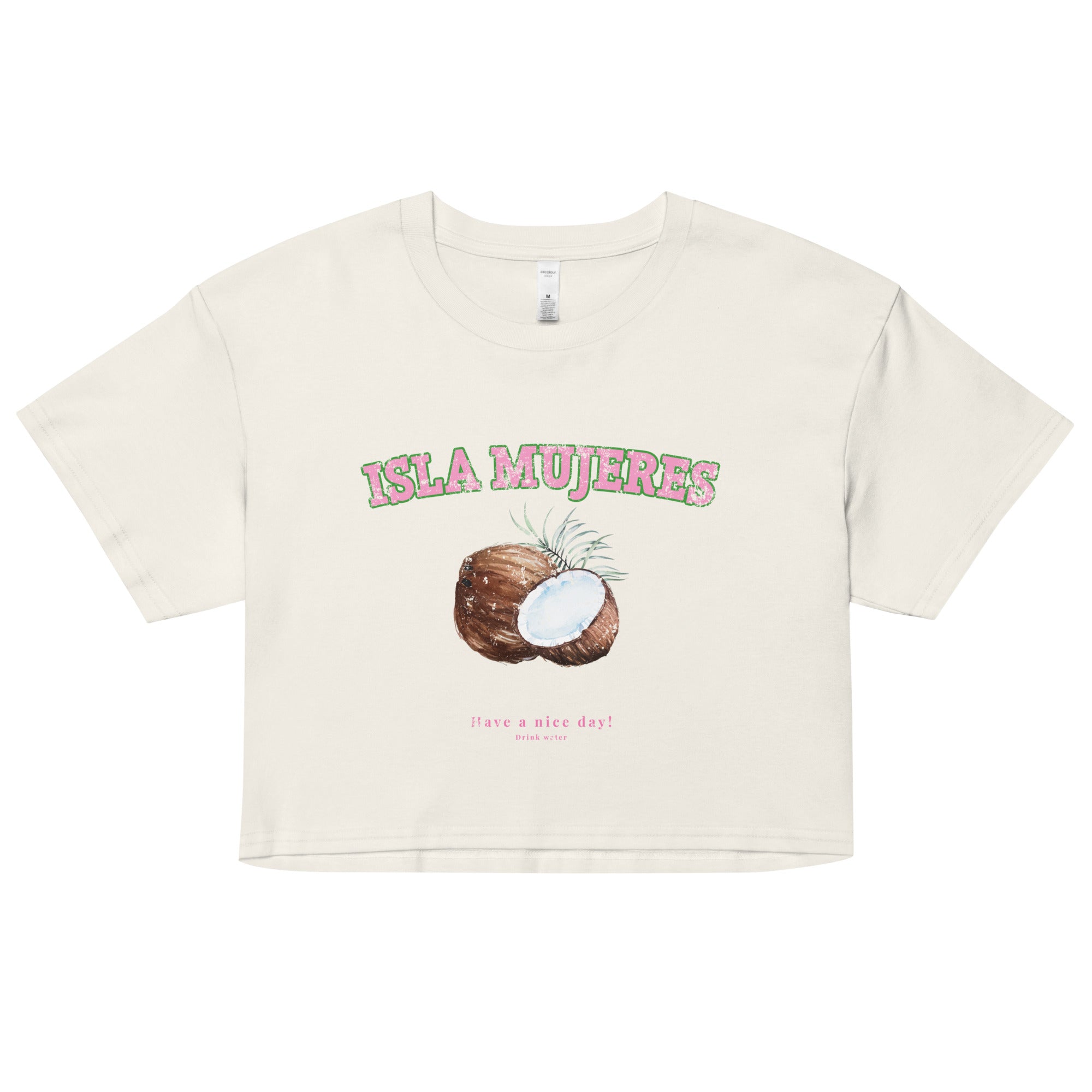 Isla Mujeres Crop Top Shirt - Women's Summer Short Sleeve Beach T-Shirt for Vacation, Party & Casual Wear