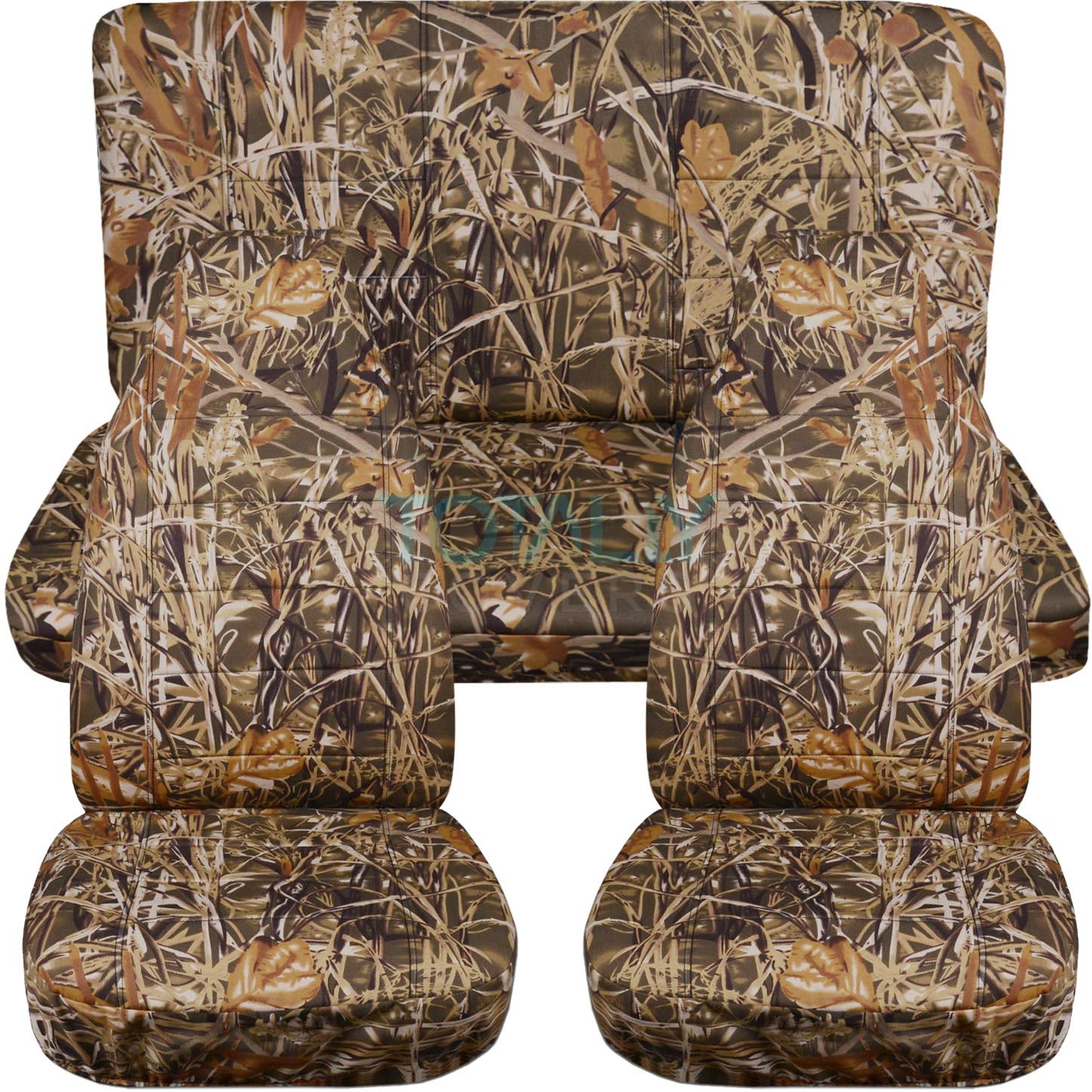 Premium Wetland Camouflage Car Seat Covers - Semi-Custom Fit Full Set for Cars, Trucks, Vans, RVs & SUVs (22 Prints) - Durable Protection for Hunting, Off-Roading & Outdoor Adventures