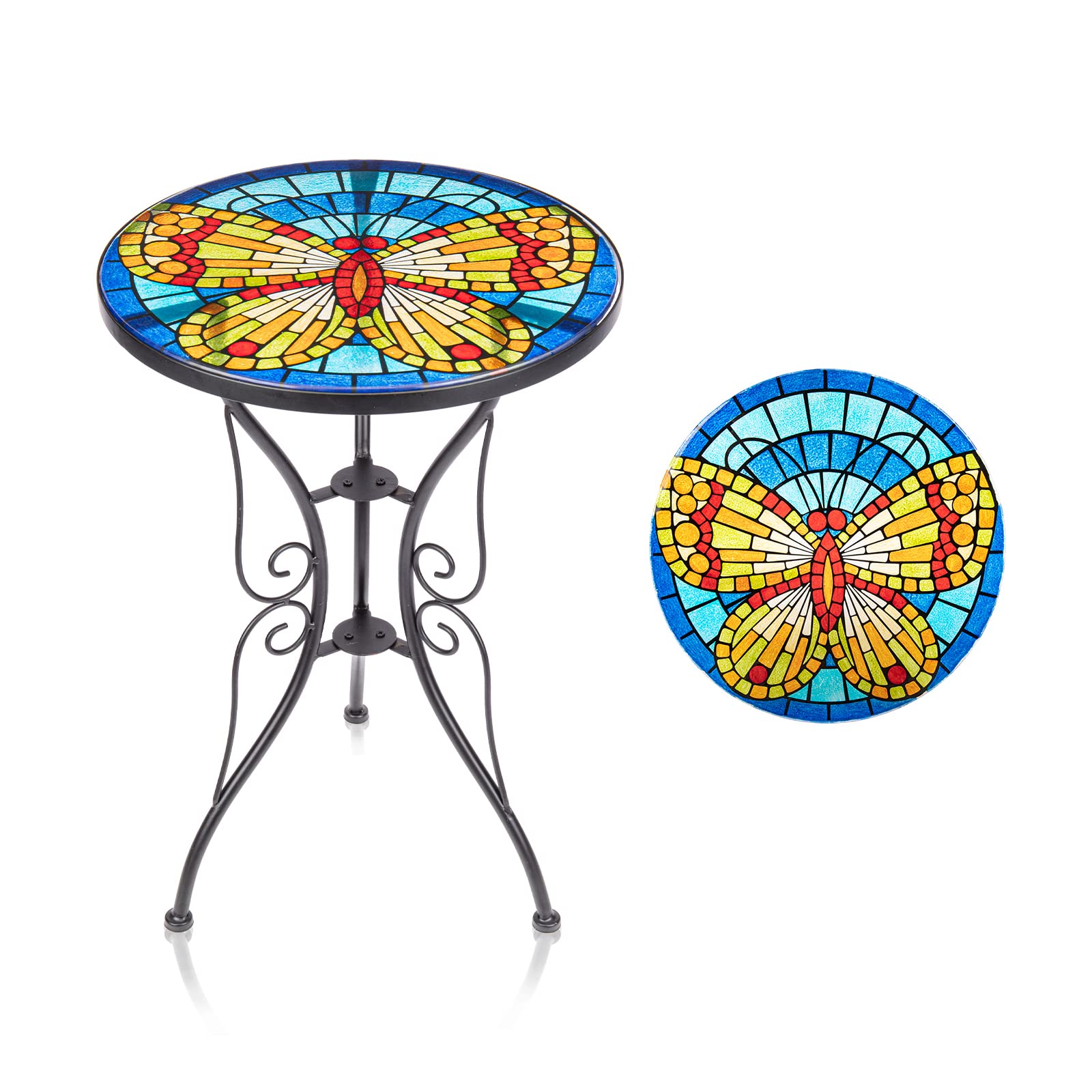 Outdoor Patio Side Table - Small Bistro Coffee Table for Porch, Garden & Indoor Use - Perfect Accent Table for Plants, Drinks & Decor