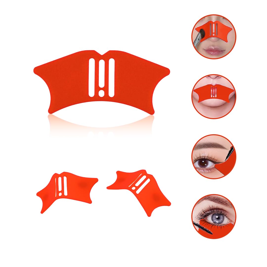 Multifunctional Silicone Makeup Stencil Tool for Eyeliner, Eyeshadow, Winged Liner & Lip Contouring - Portable Beauty Aid for Women - Perfect for Travel & Professional Makeup Application (Orange)