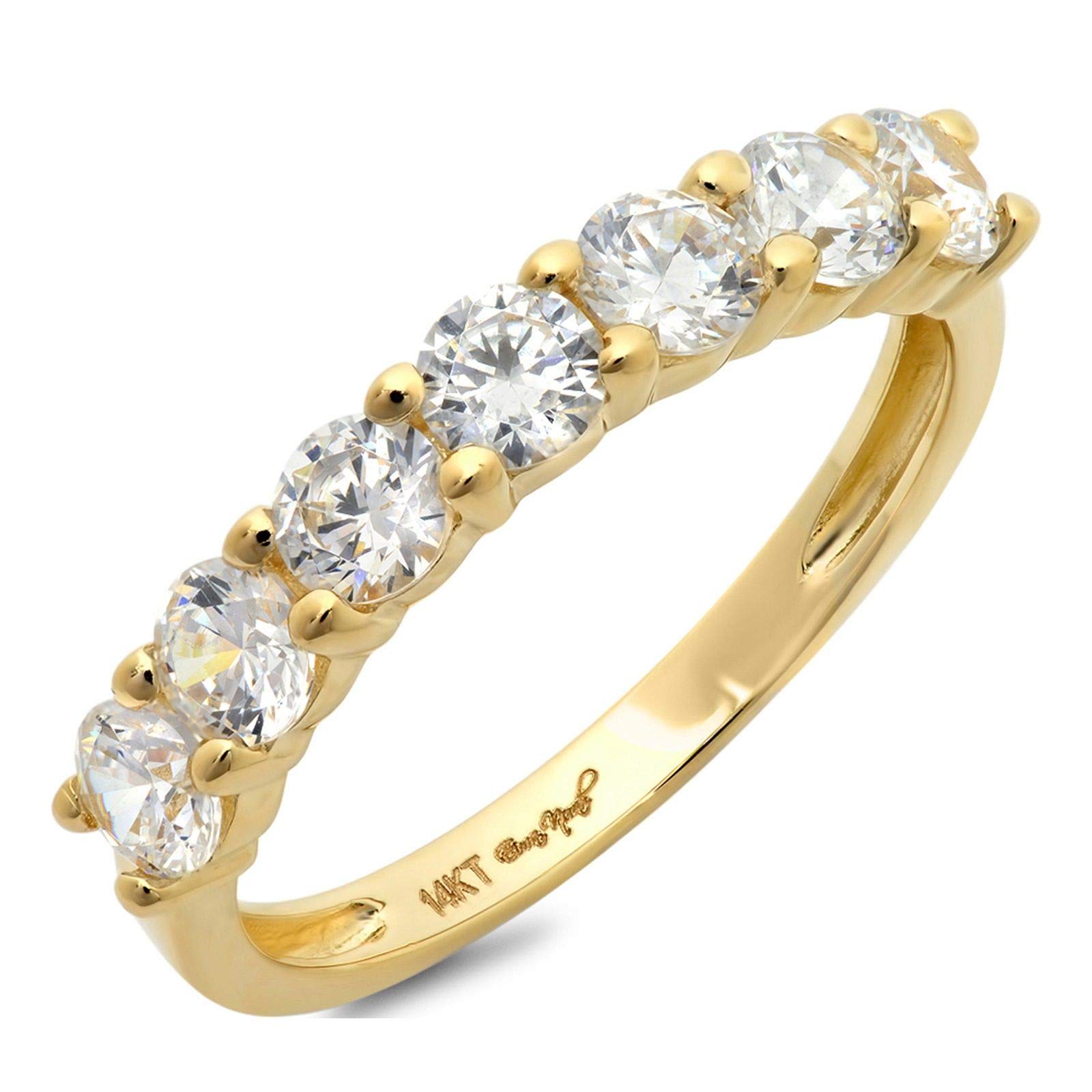 1.05ct Round Brilliant Cut G-H Color SI1-SI2 Clarity Genuine Lab-Grown Diamond 18K Yellow Gold Stackable Engagement Ring - Perfect for Wedding Bands, Promise Rings & Art Deco Jewelry Collections