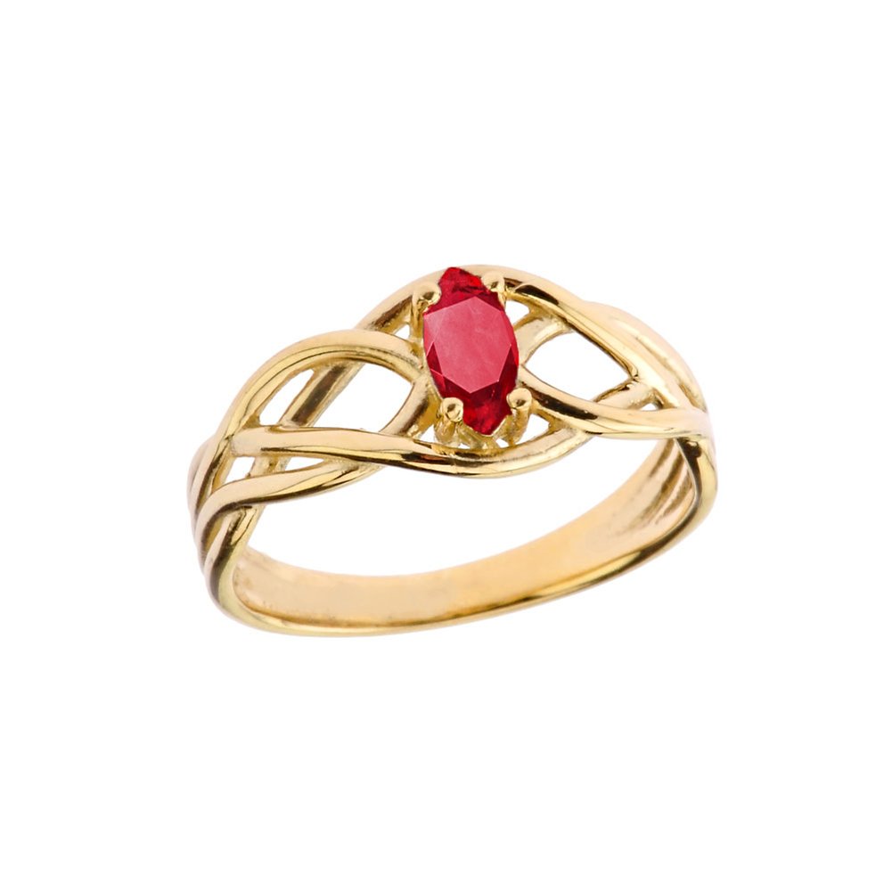 10k Yellow Gold Ruby Celtic Knot Engagement & Promise Ring for Women - Size 10.5 - Elegant Wedding, Anniversary & Gift Jewelry - Perfect for Proposals, Romantic Occasions & Special Celebrations