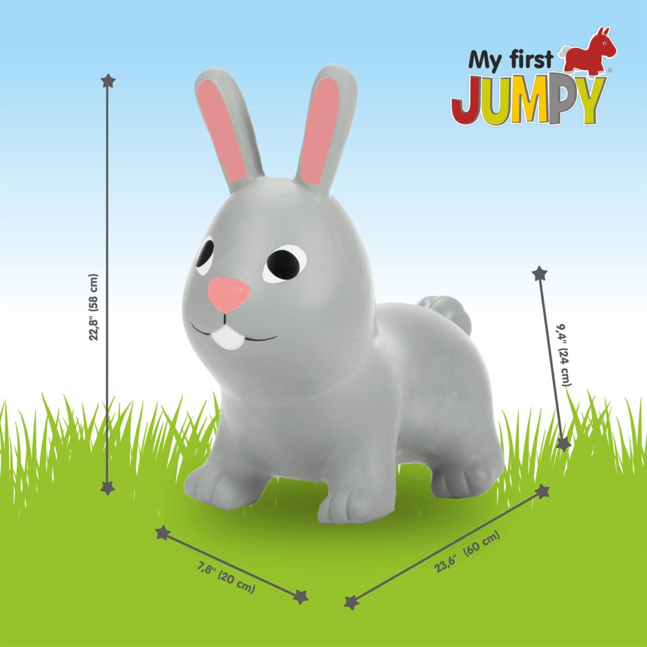 GERARDO'S Jumpy Toddler Bouncer - Animal Bouncy Bunny Ride-On Toy for Kids Ages 1-3 - Inflatable Hopper for Boys & Girls - Indoor Outdoor Bouncing Toy - Perfect for Birthday Gifts, Playtime & Exercise