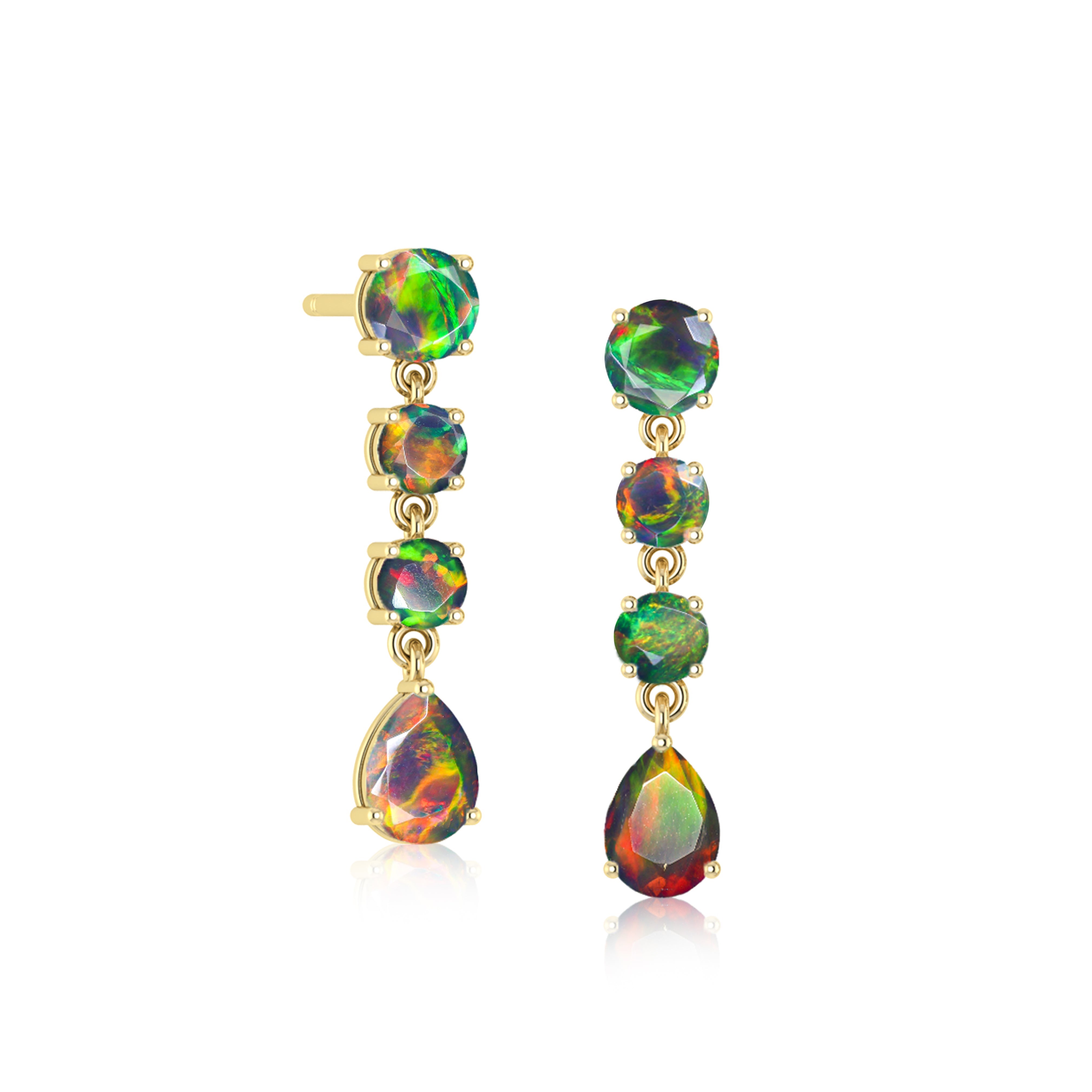 White Fire Opal Stud Earrings for Women - Genuine Natural Gemstone Jewelry Gift for Birthday, Anniversary & Everyday Wear