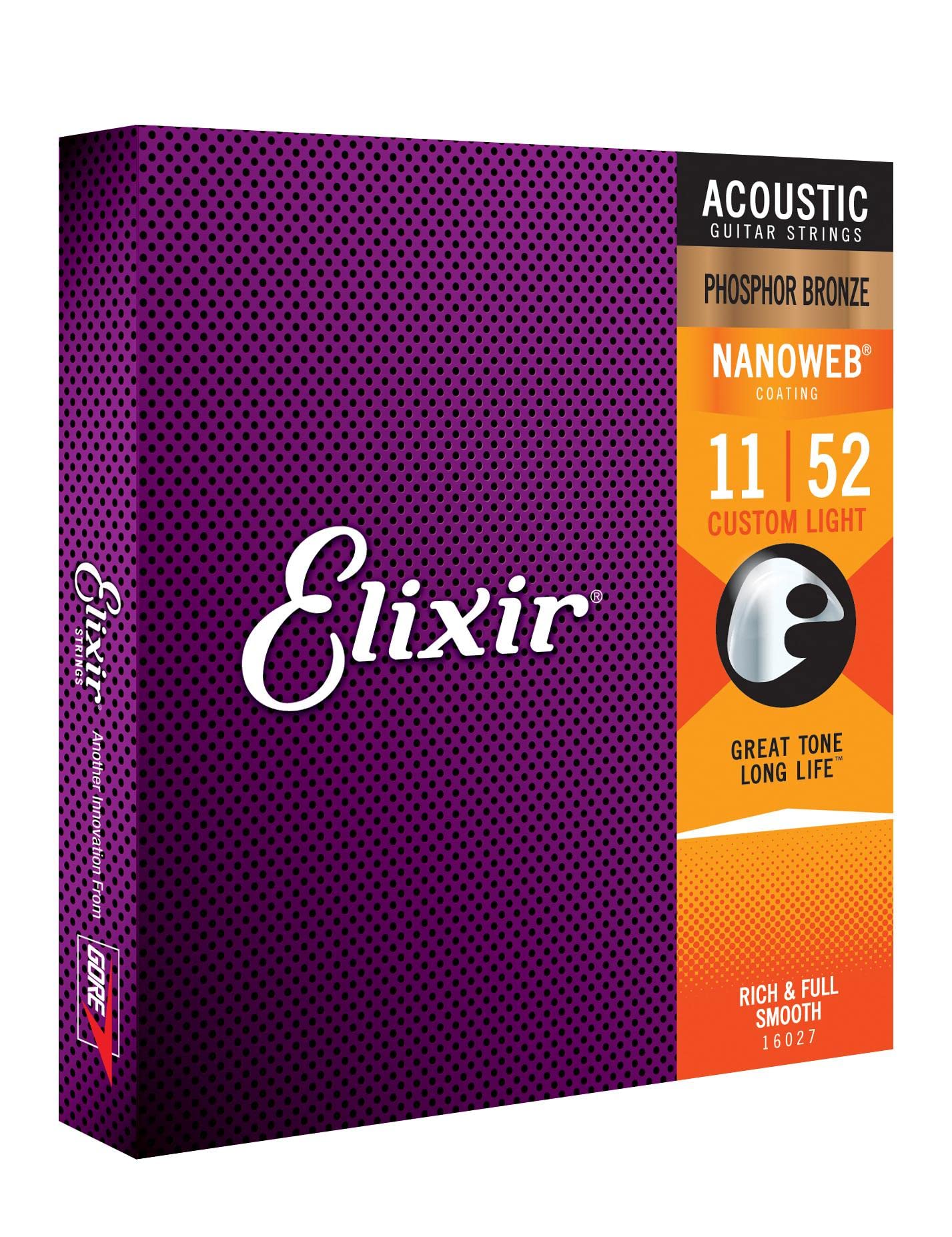 Elixir 16027 Acoustic PB Nano Custom Light 11-52 Guitar Strings (6 Pack Bundle) - Perfect for Acoustic Performances, Studio Recording & Live Shows