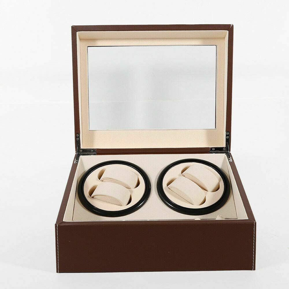 Premium Automatic Watch Winder Display Case - 4+6 Watch Capacity, Wood & Leather Rotating Watch Box for Collector Storage | Perfect for Luxury Watch Display, Home Decor & Gift Giving