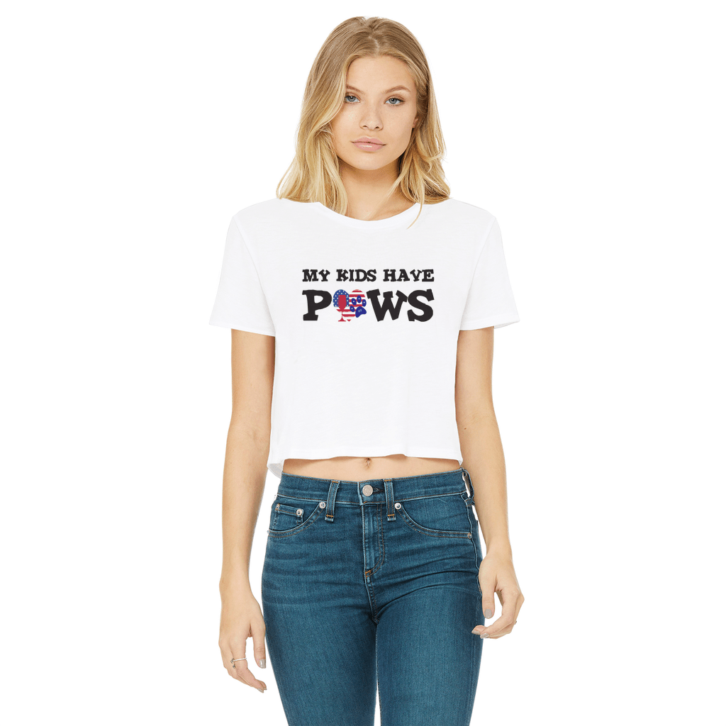 My Kids Have Paws Classic Women's Cropped Raw Edge T-Shirt | Funny Dog Mom Tee | Casual Wear & Pet Lover Gift
