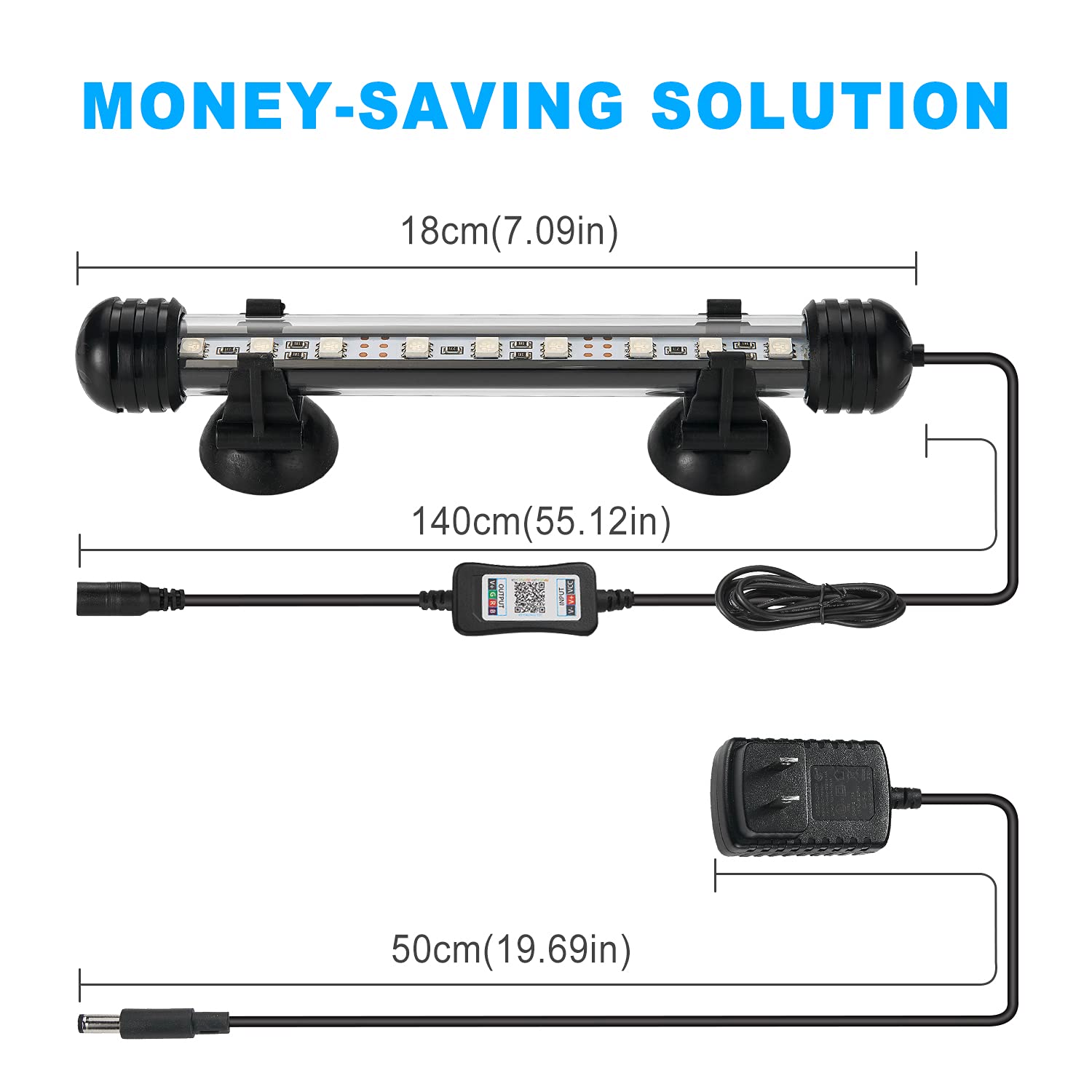 GreenSun Submersible LED Aquarium Light - 7 Inch Waterproof Fish Tank Light with APP Control for Freshwater & Saltwater Tanks | Perfect for Coral Growth, Planted Tanks & Night Viewing