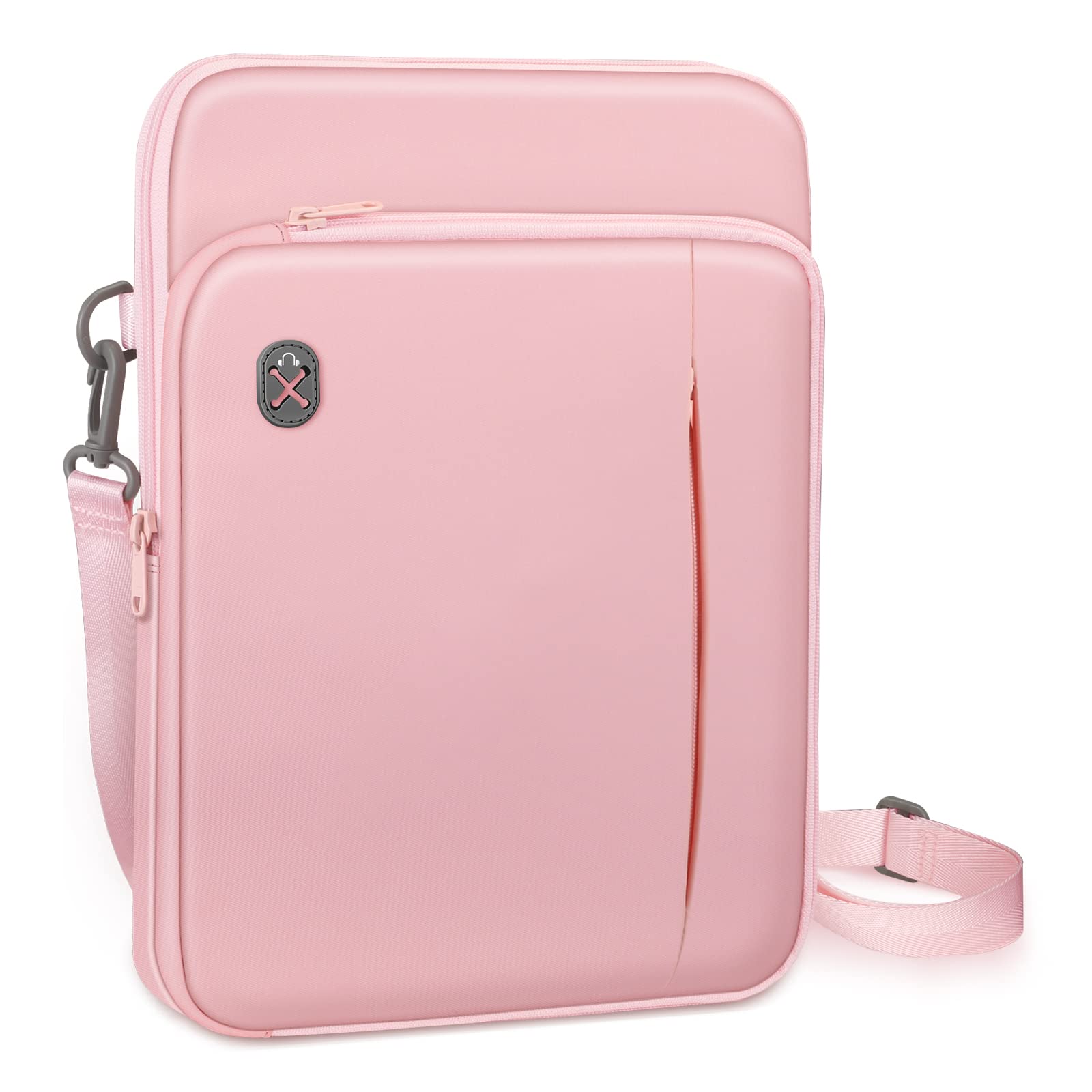 FINPAC 12.9-13 Inch Laptop Sleeve Case & Shoulder Bag for MacBook Pro 14/13, iPad Pro 12.9, MacBook Air 13, Surface Laptop Go - Waterproof Protective Cover with Padded Interior, Perfect for Work, School & Travel - Baby Pink