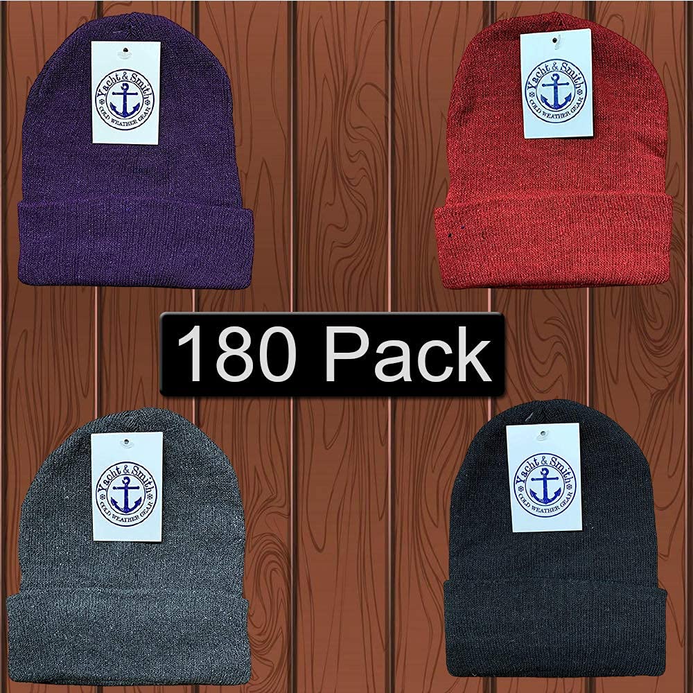 Yacht & Smith Wholesale Winter Beanie and Glove Set - Bulk Pack for Kids & Adults - Warm Knit Hats & Gloves Combo for Cold Weather - Perfect for Homeless Donations, Shelters, Schools and Outdoor Activities