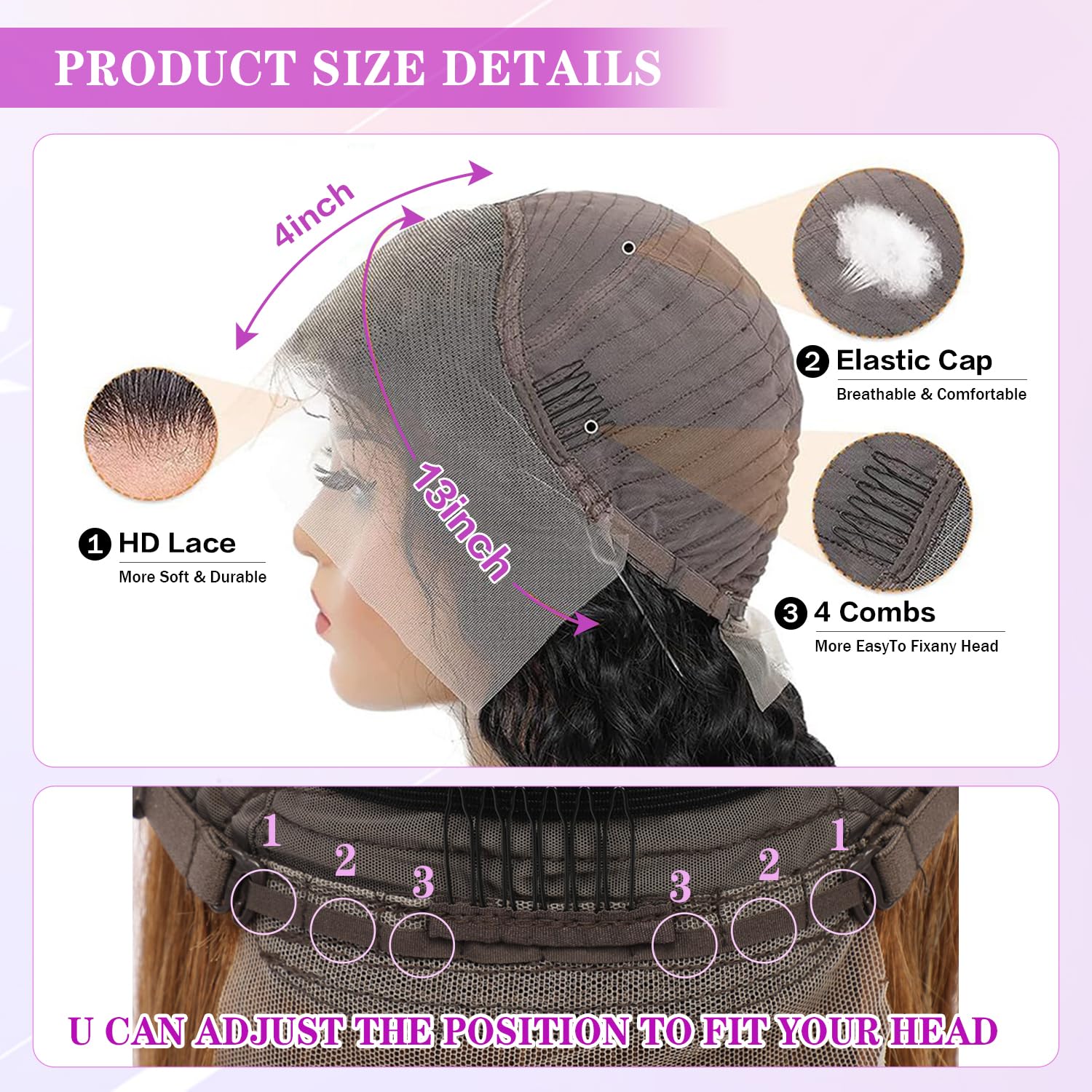 13x4 HD Ombre Lace Front Human Hair Wig - 30 Inch Body Wave with Baby Hair & Pre-Plucked Hairline | 180% Density Glueless Lace Wig for Daily Wear, Parties & Special Occasions