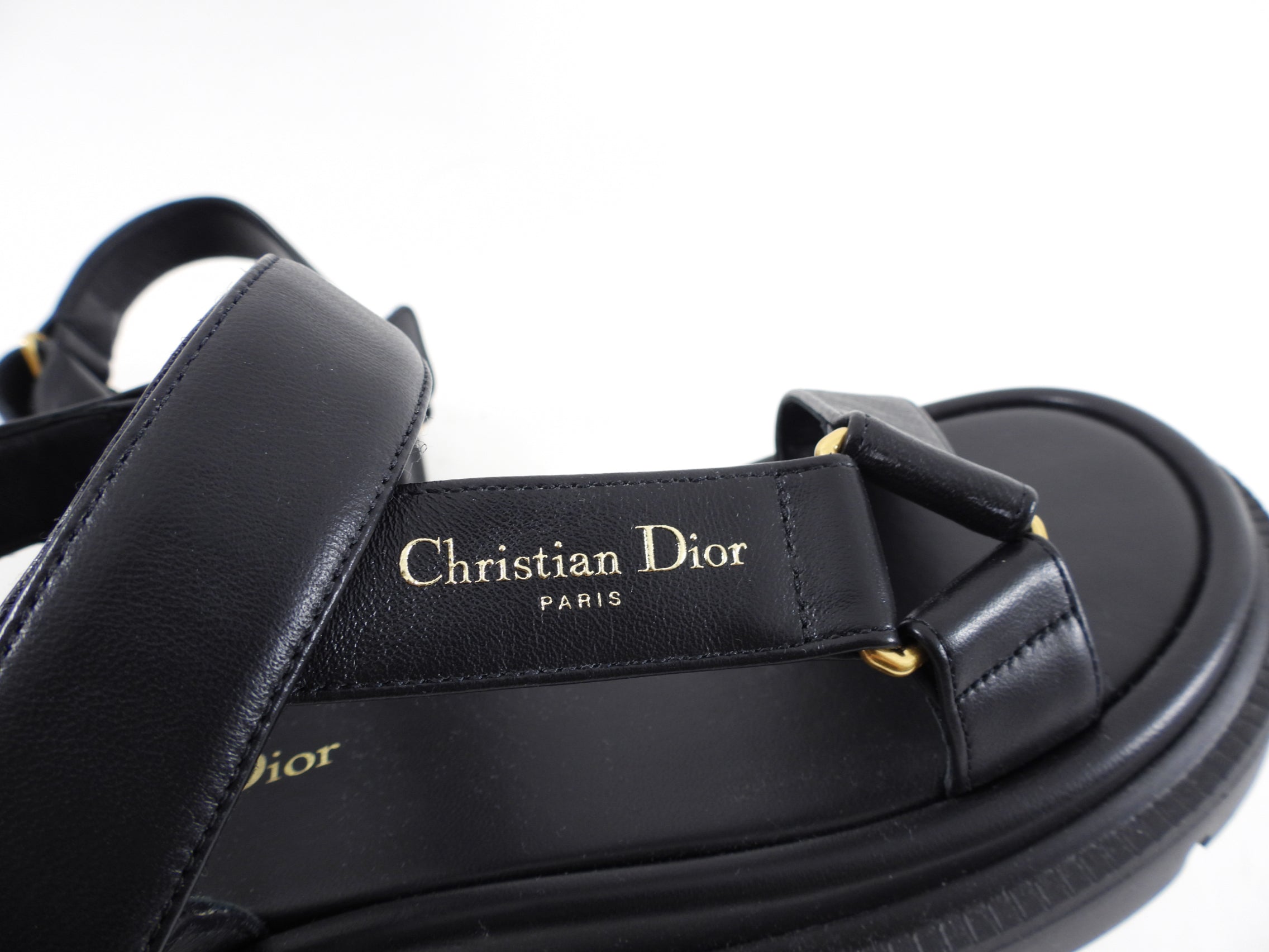 Christian Dior Black Leather D Wave Sandals Size 37 - Luxury Women's Designer Heels for Parties, Weddings & Evening Events